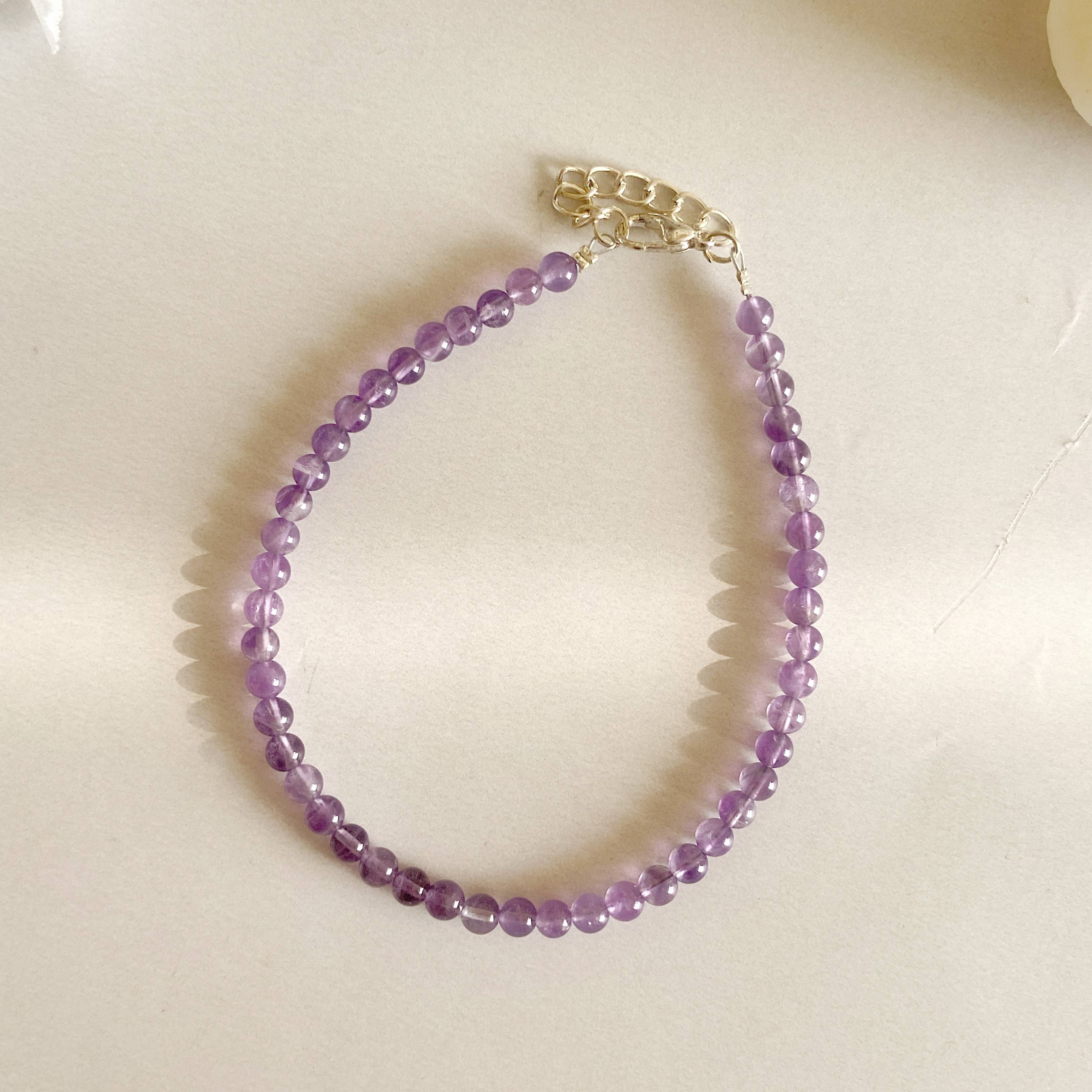 Amethyst mini bead anklet - 4mm | Calm, Clarity & Balance
