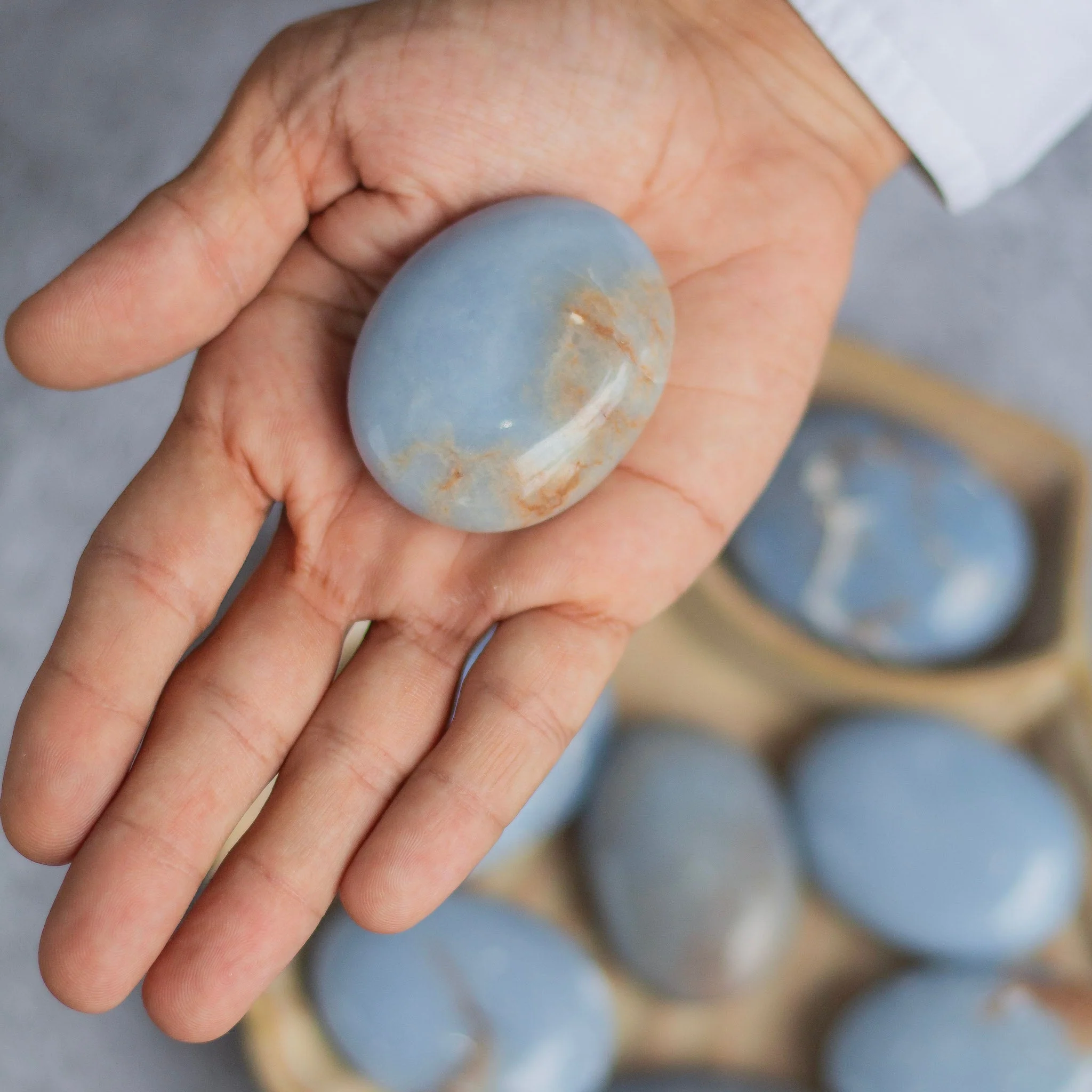 Angelite Palmstone - Stone to Connect with Spirit Guides - Image 4