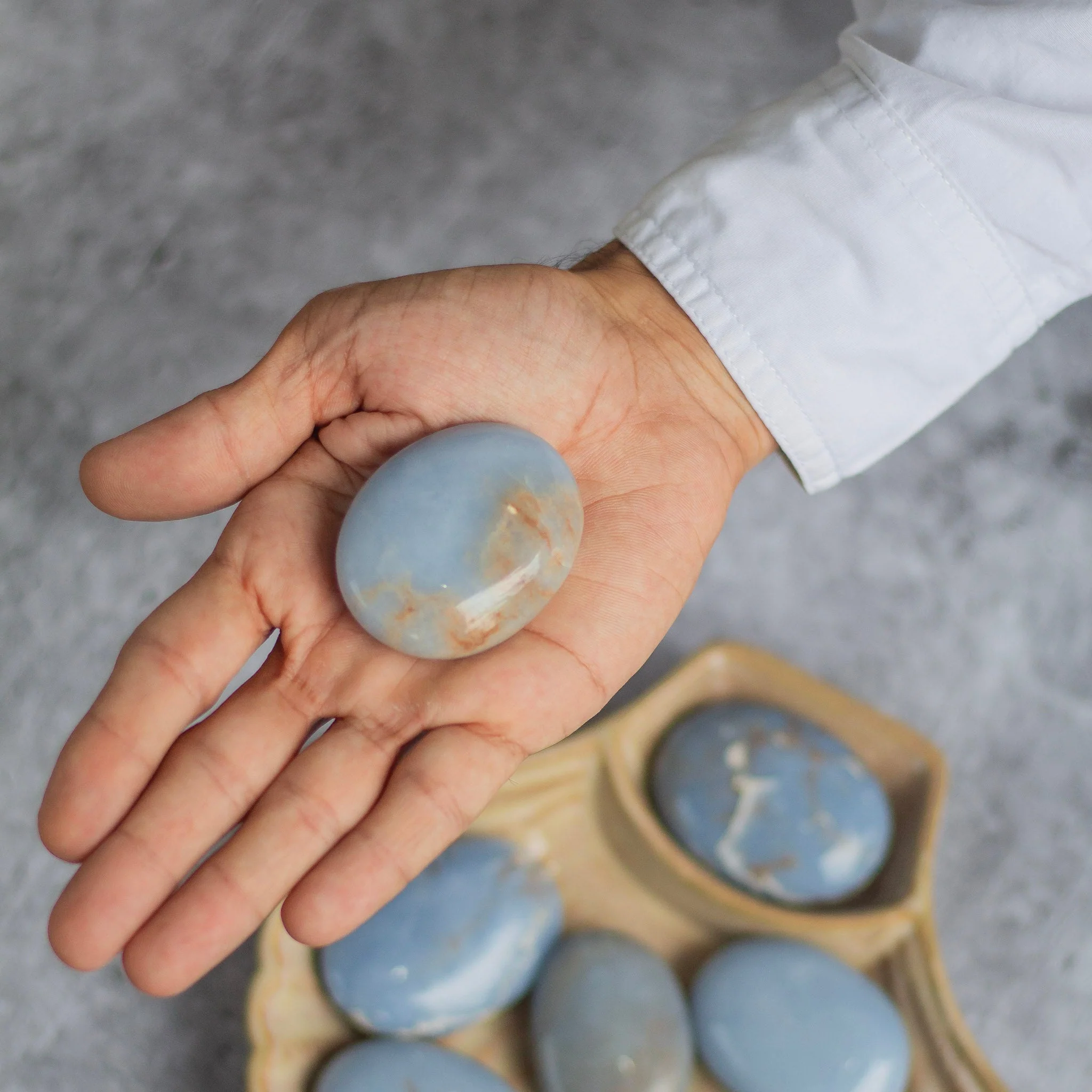 Angelite Palmstone - Stone to Connect with Spirit Guides - Image 5