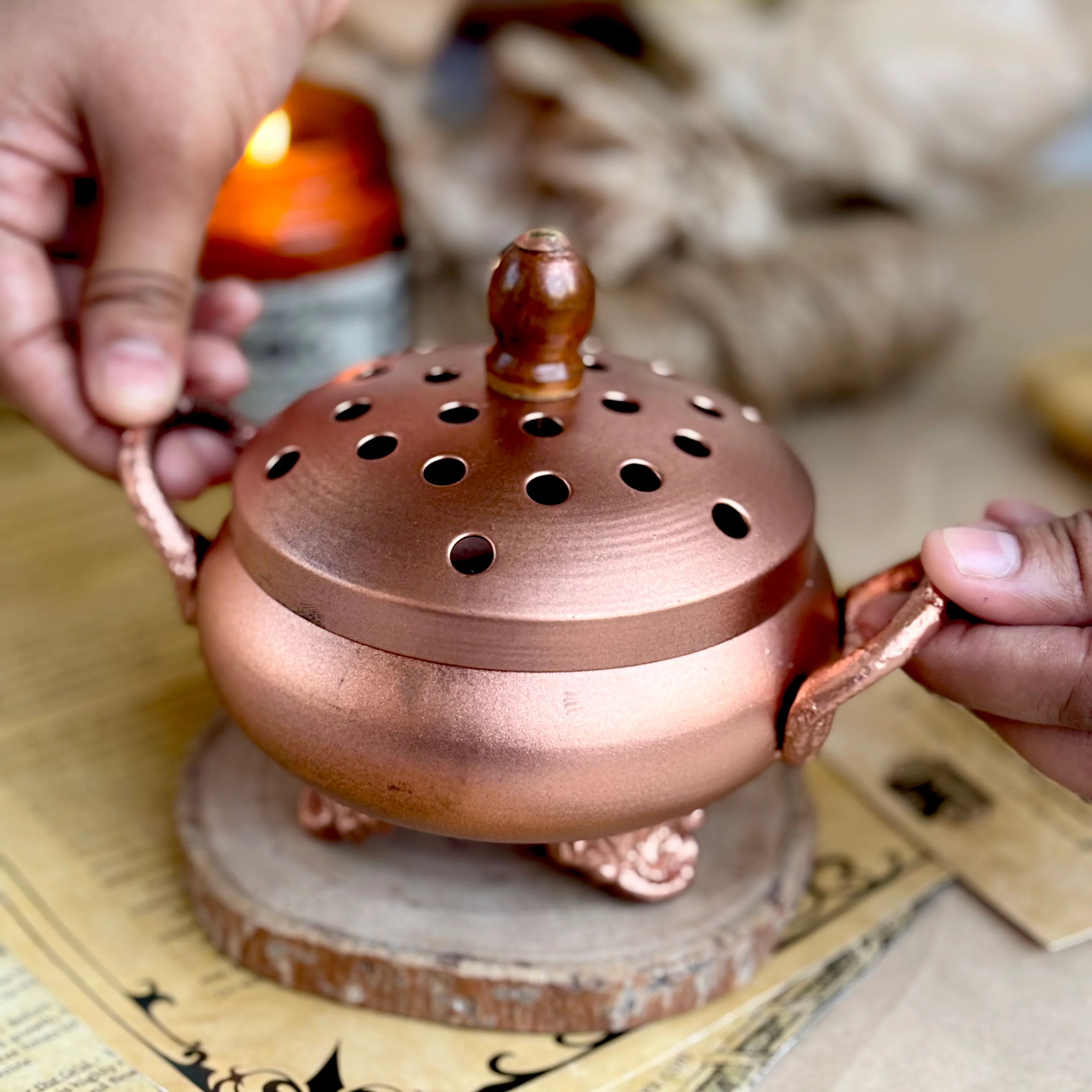 Antique Looking Iron Incense Burner - Image 3
