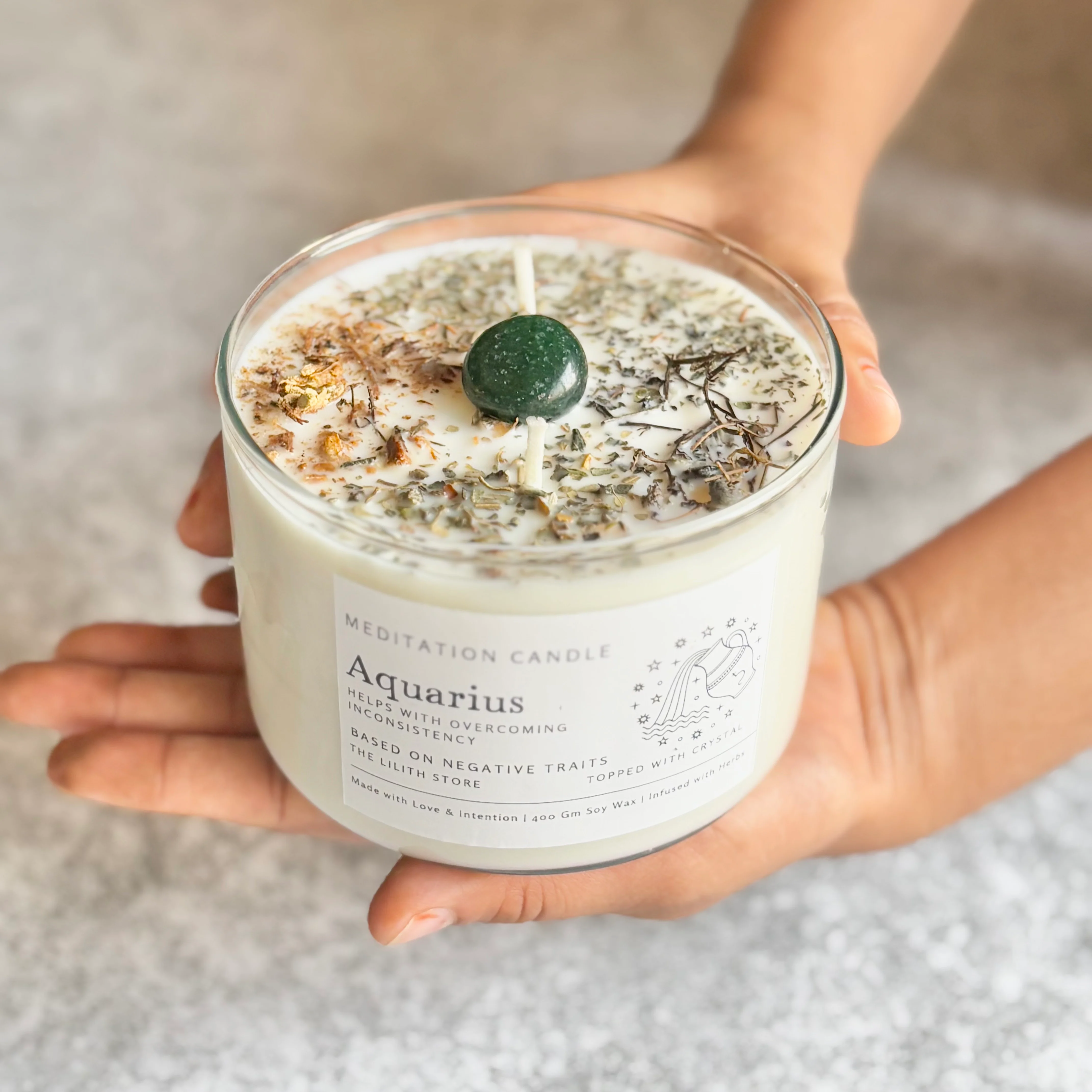 Aquarius Zodiac Soy Intention Candle | 400 Gm - Image 6