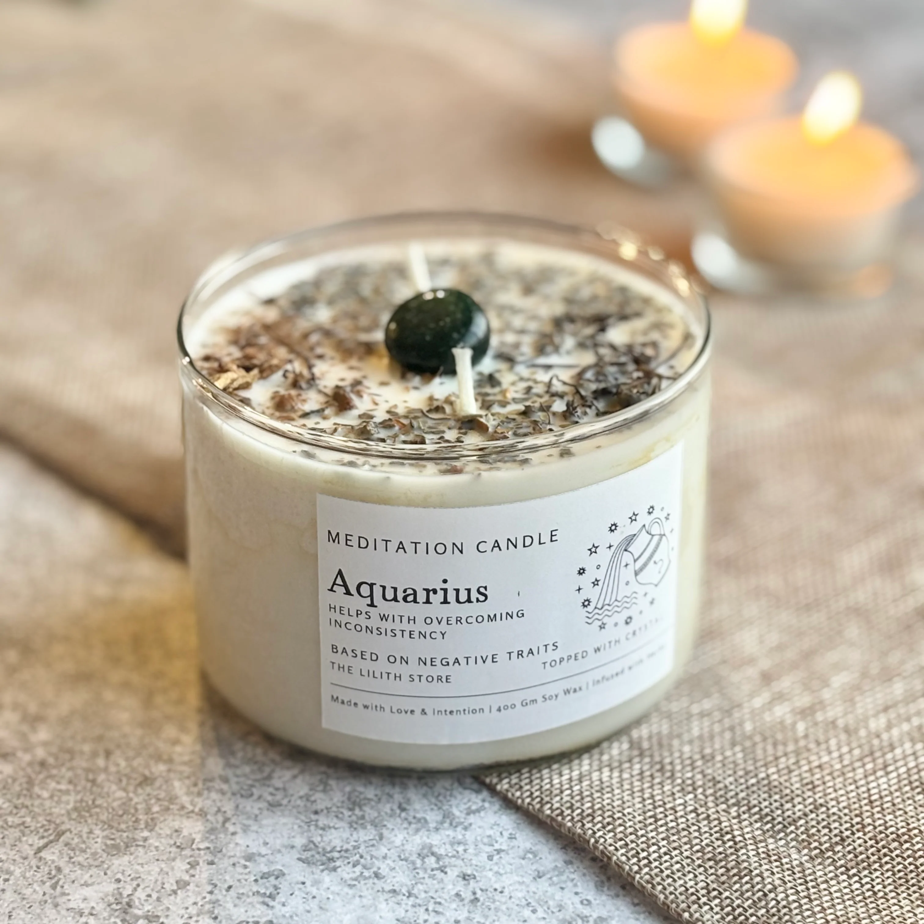 Aquarius Zodiac Soy Intention Candle | 400 Gm - Image 8