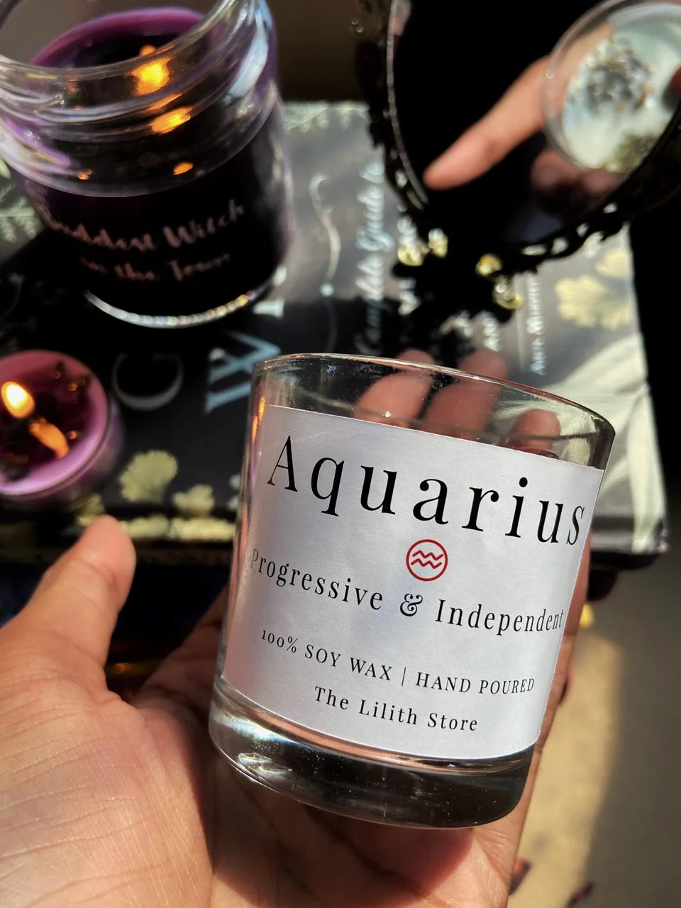 Aquarius Zodiac Mini Candle - 60 Gm - Image 2