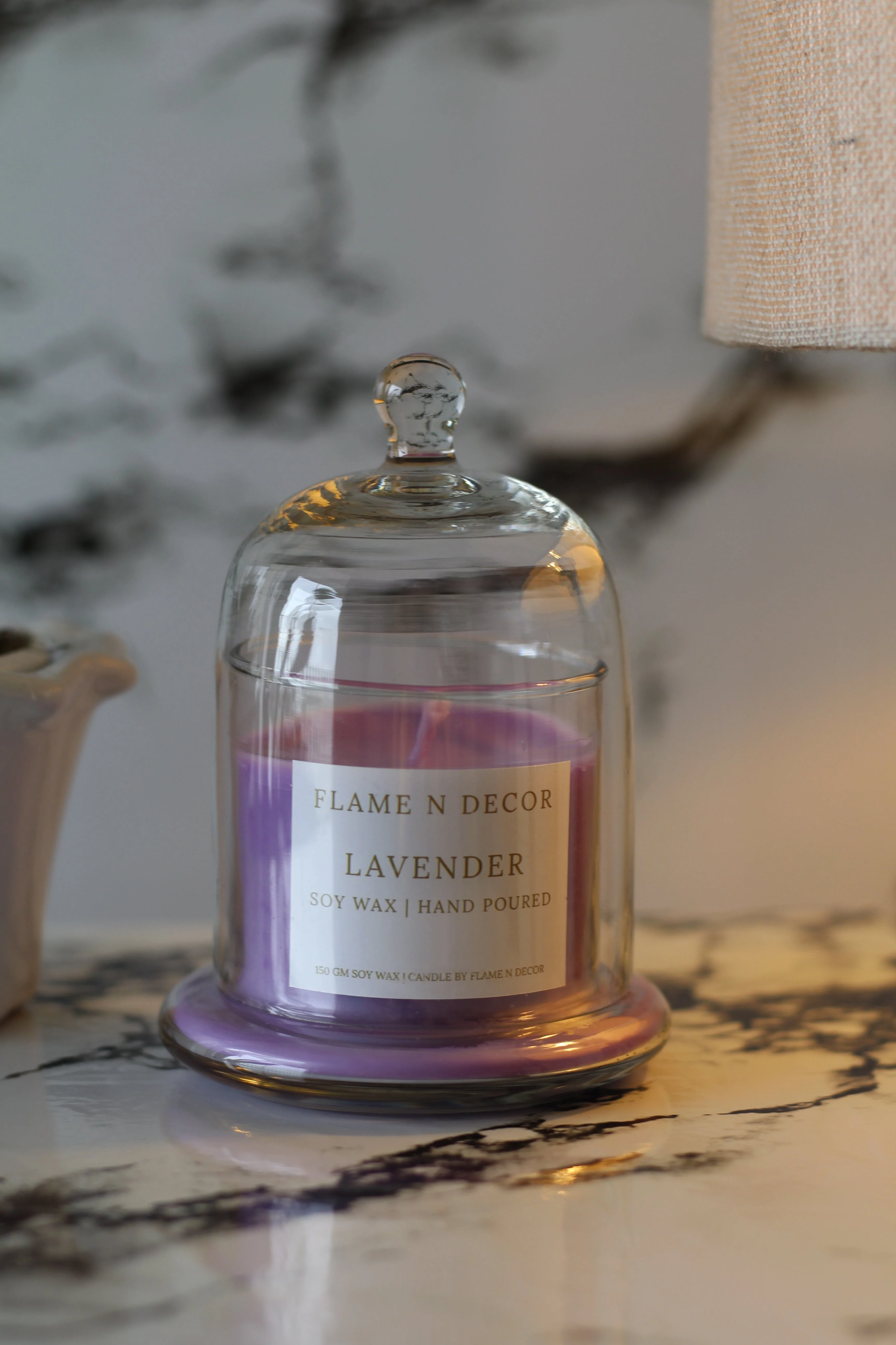 Bell Jar with Glass Dome | Lavender Soy Candle - Image 2