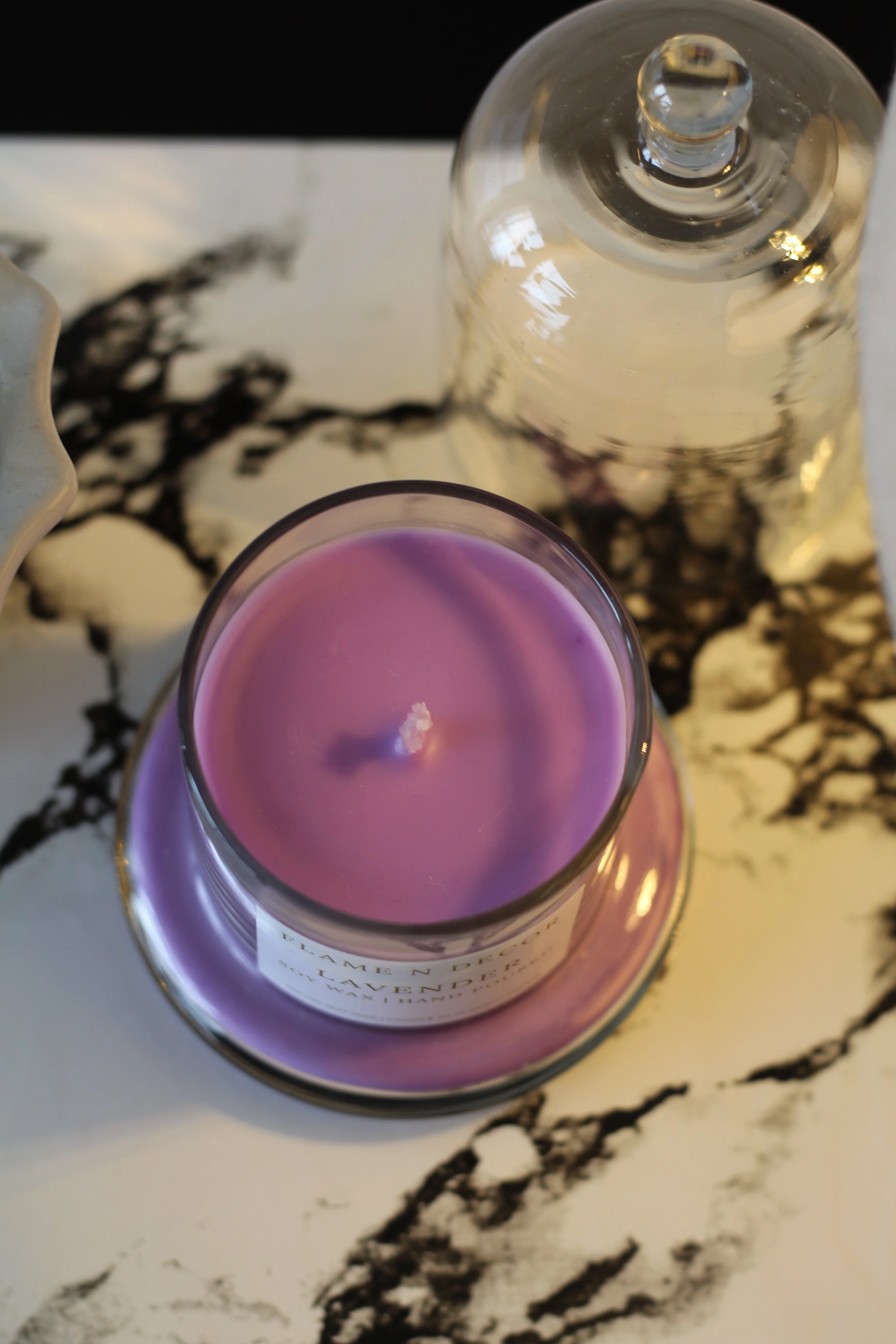 Bell Jar with Glass Dome | Lavender Soy Candle - Image 3
