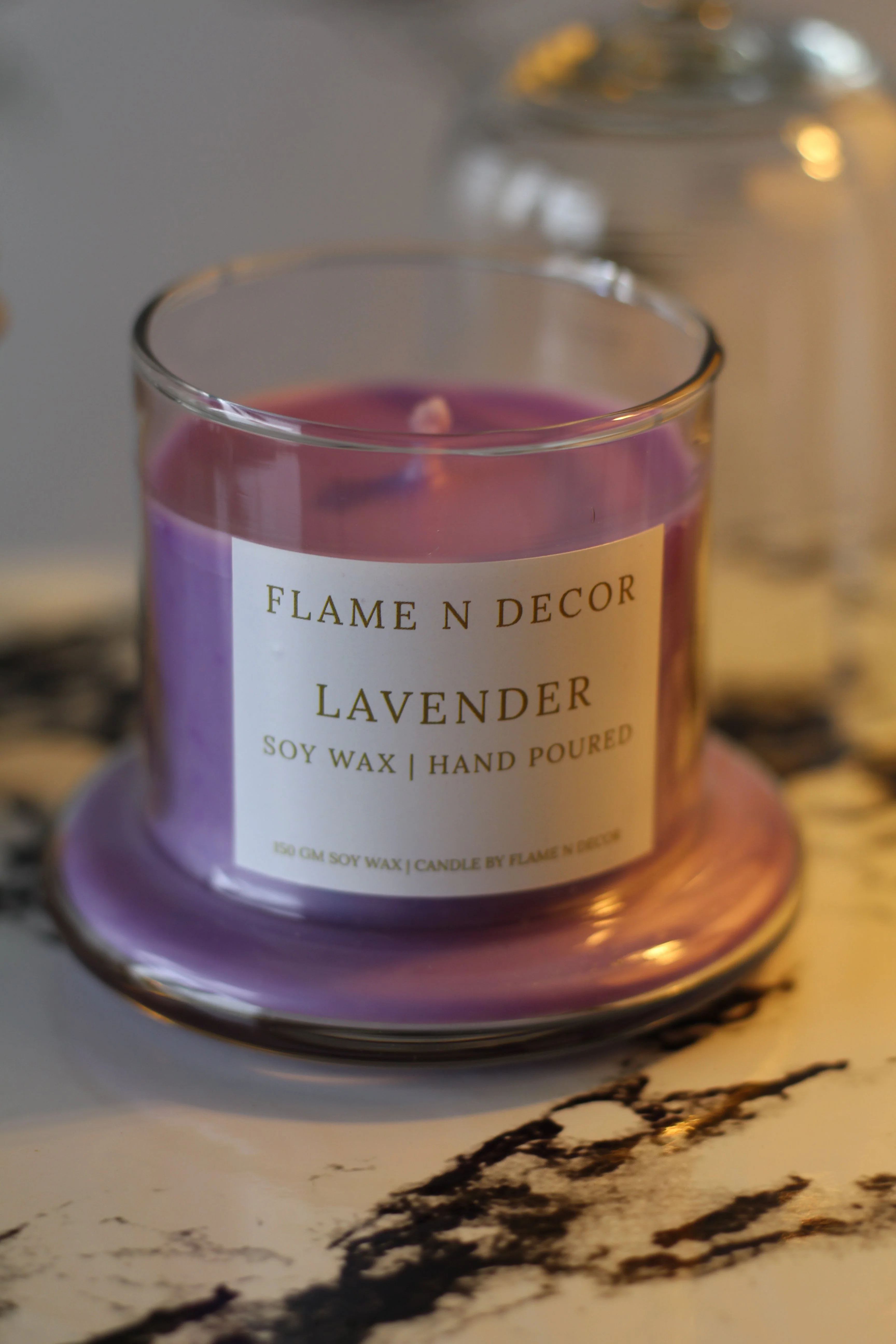Bell Jar with Glass Dome | Lavender Soy Candle - Image 4