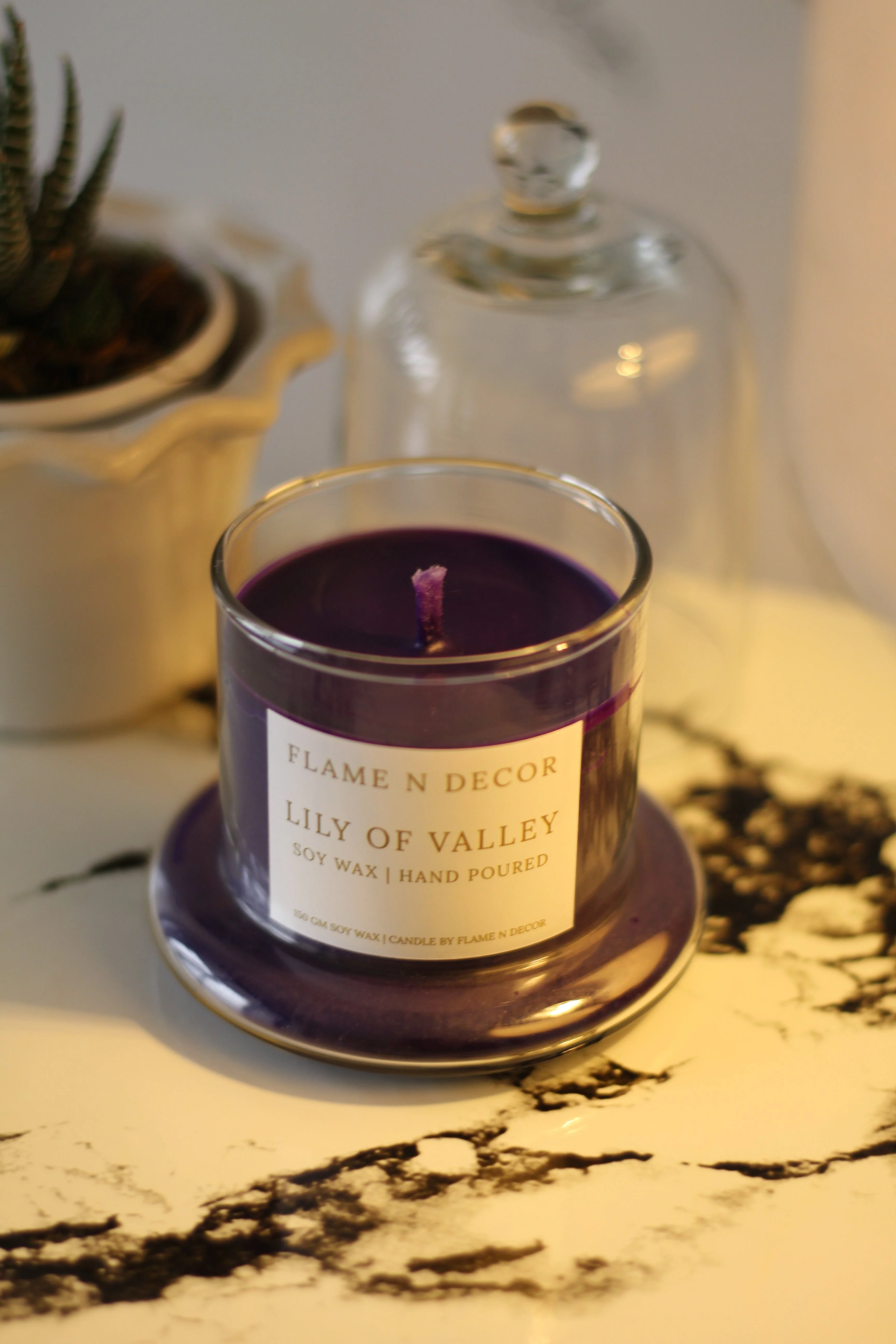 Bell Jar with Glass Dome | Lily of Valley Soy Candle - Image 3