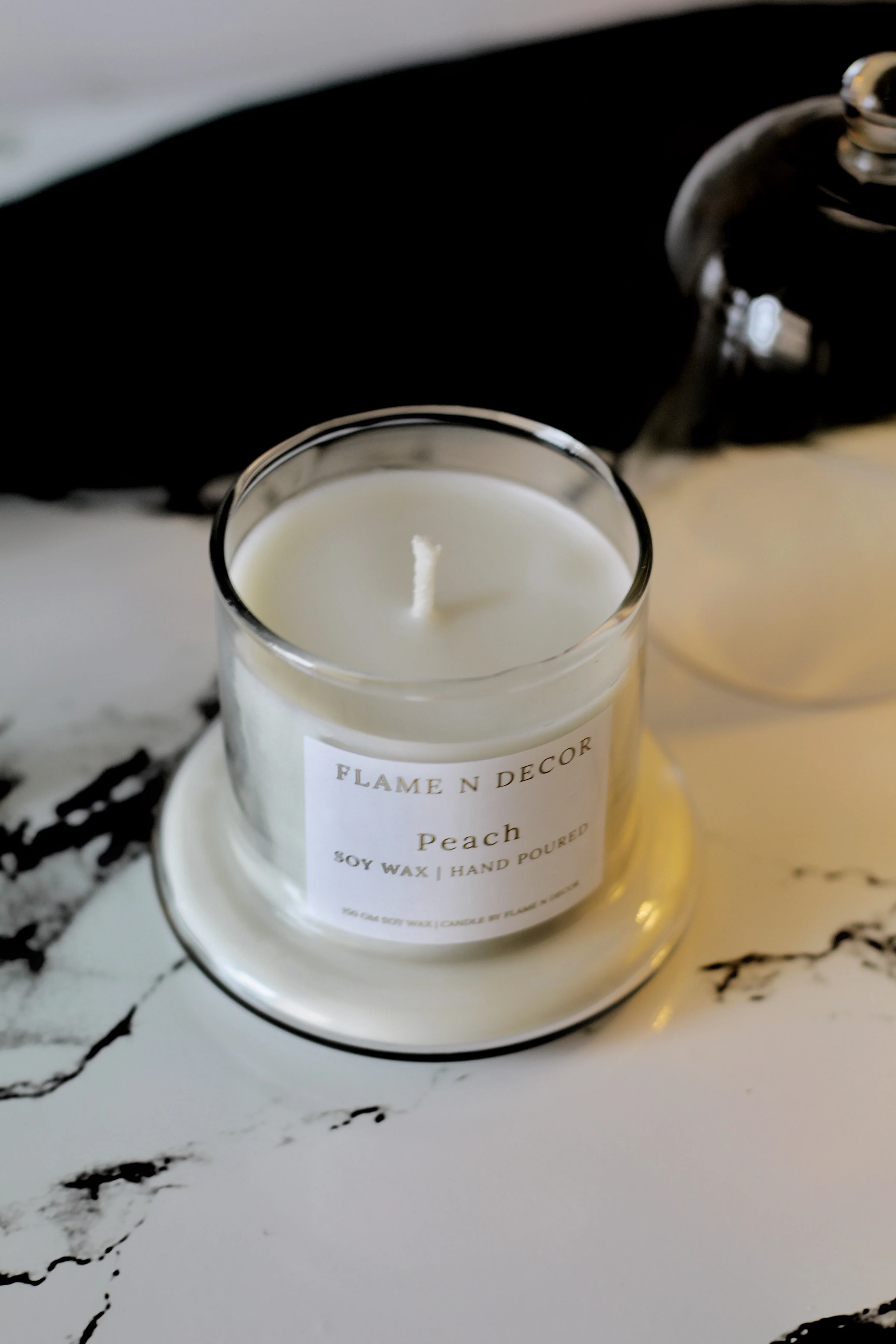 Bell Jar Candle With Glass Dome | Peach Soy Candle - Image 3
