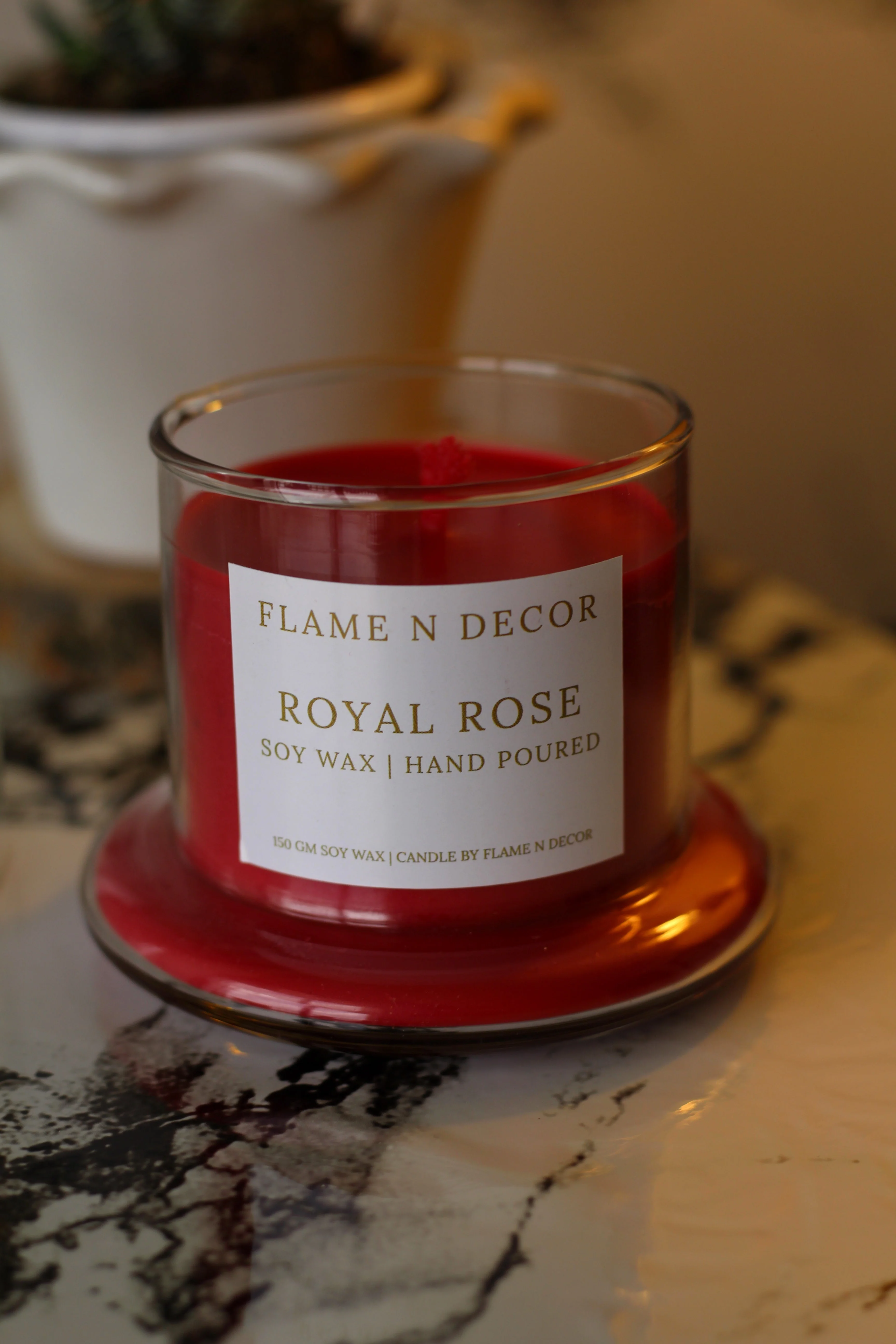 Bell Jar Candle With Glass Dome | Royal Rose Soy Candle - Image 2