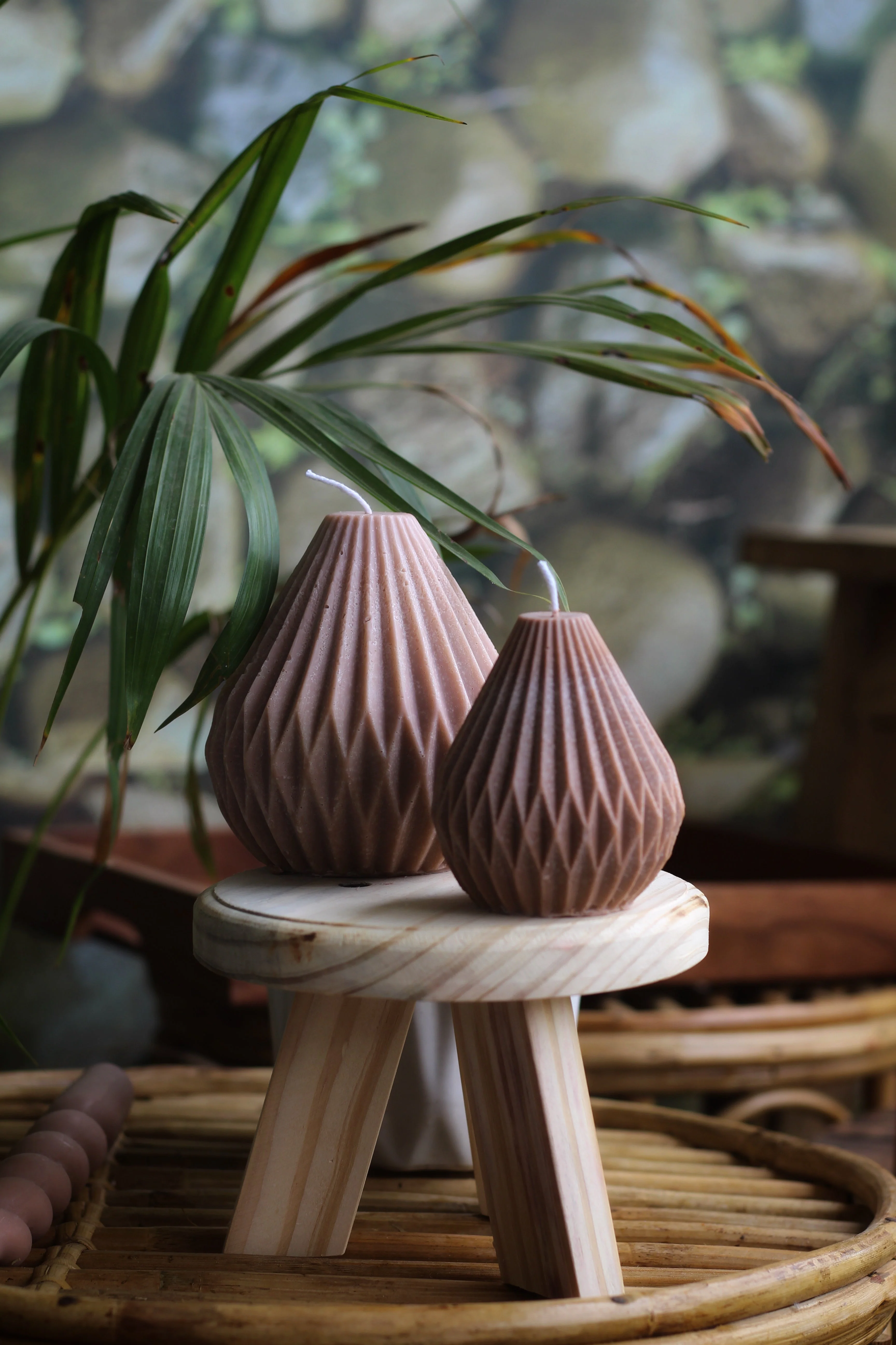 Brown Big & Small Lantern Irregular Shape Soy Candle - Image 2