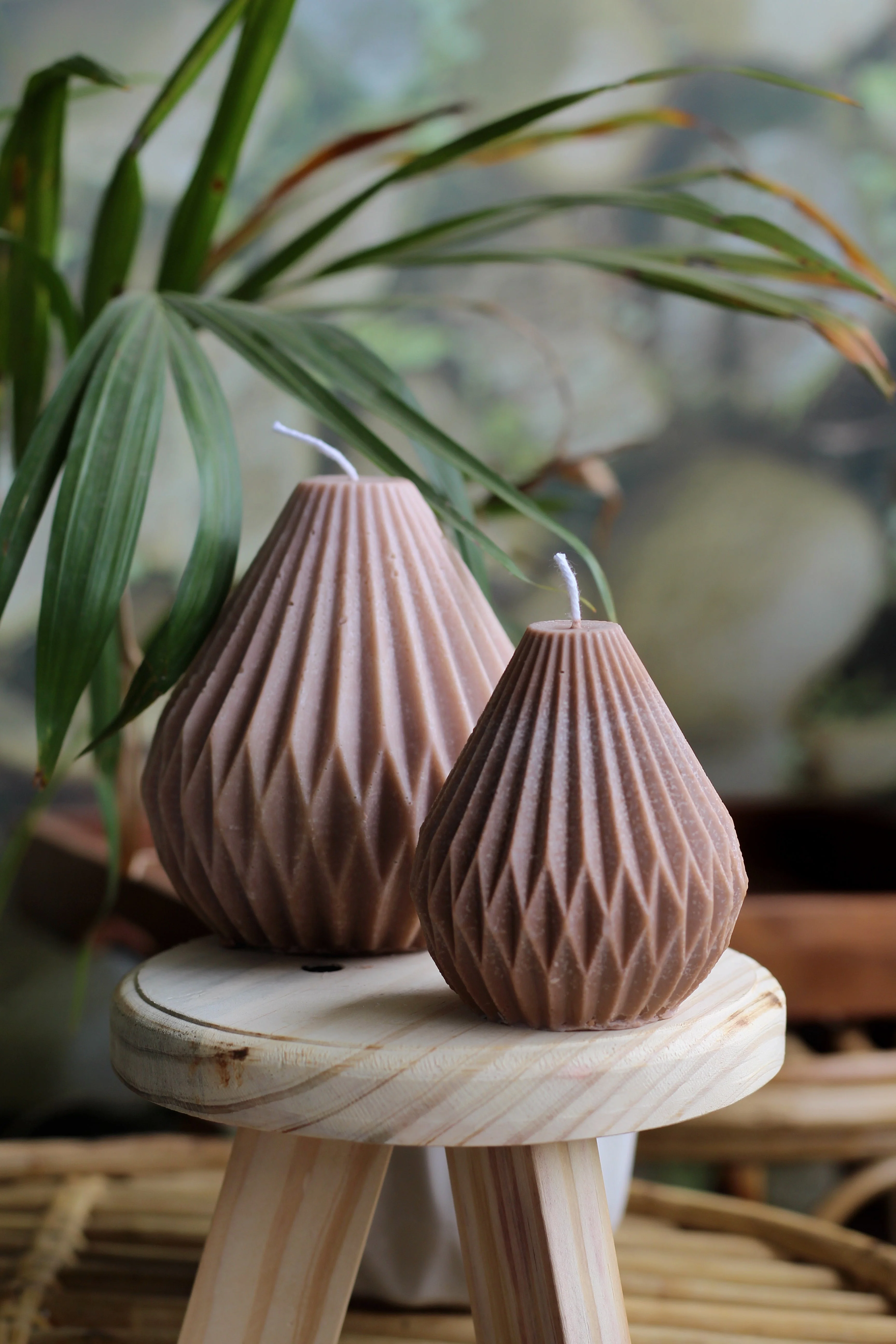 Brown Big & Small Lantern Irregular Shape Soy Candle - Image 3