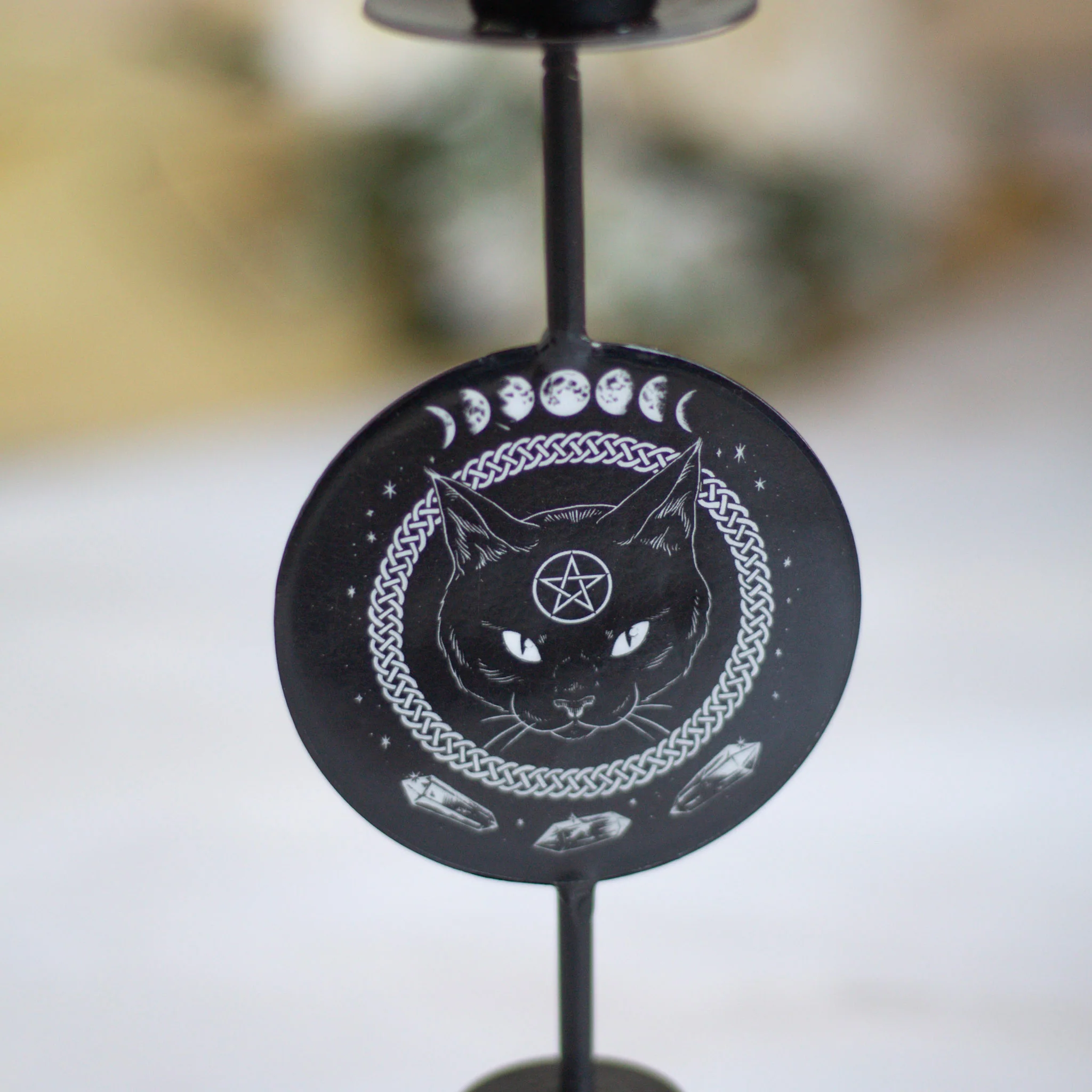 Black Cat Print Unique Candle Holder | Altar Decor - Image 3