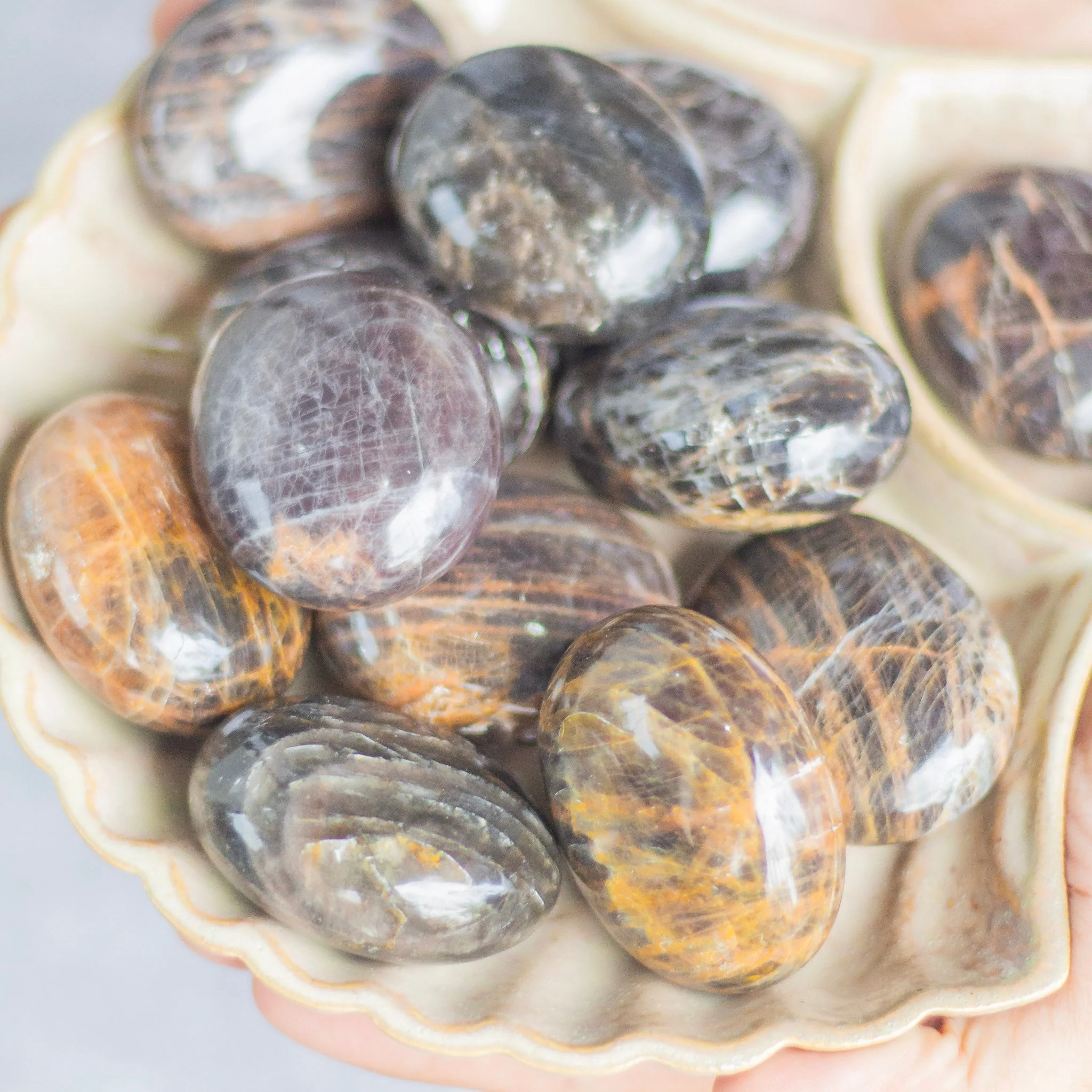 Black Moonstone Palm Stone | Grounding & Protection - Image 4