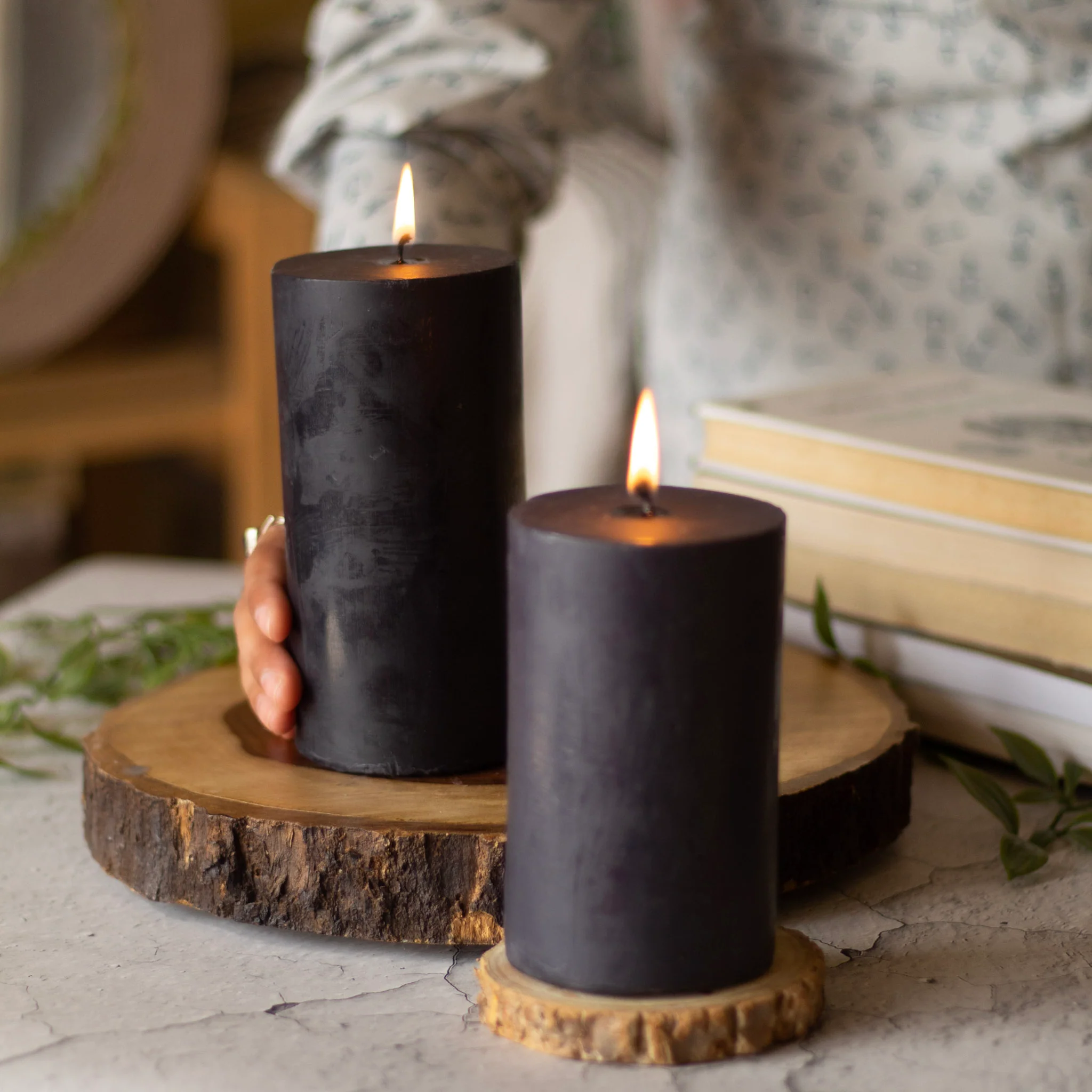 Black Pillar Unscented Soy Candle - Image 2