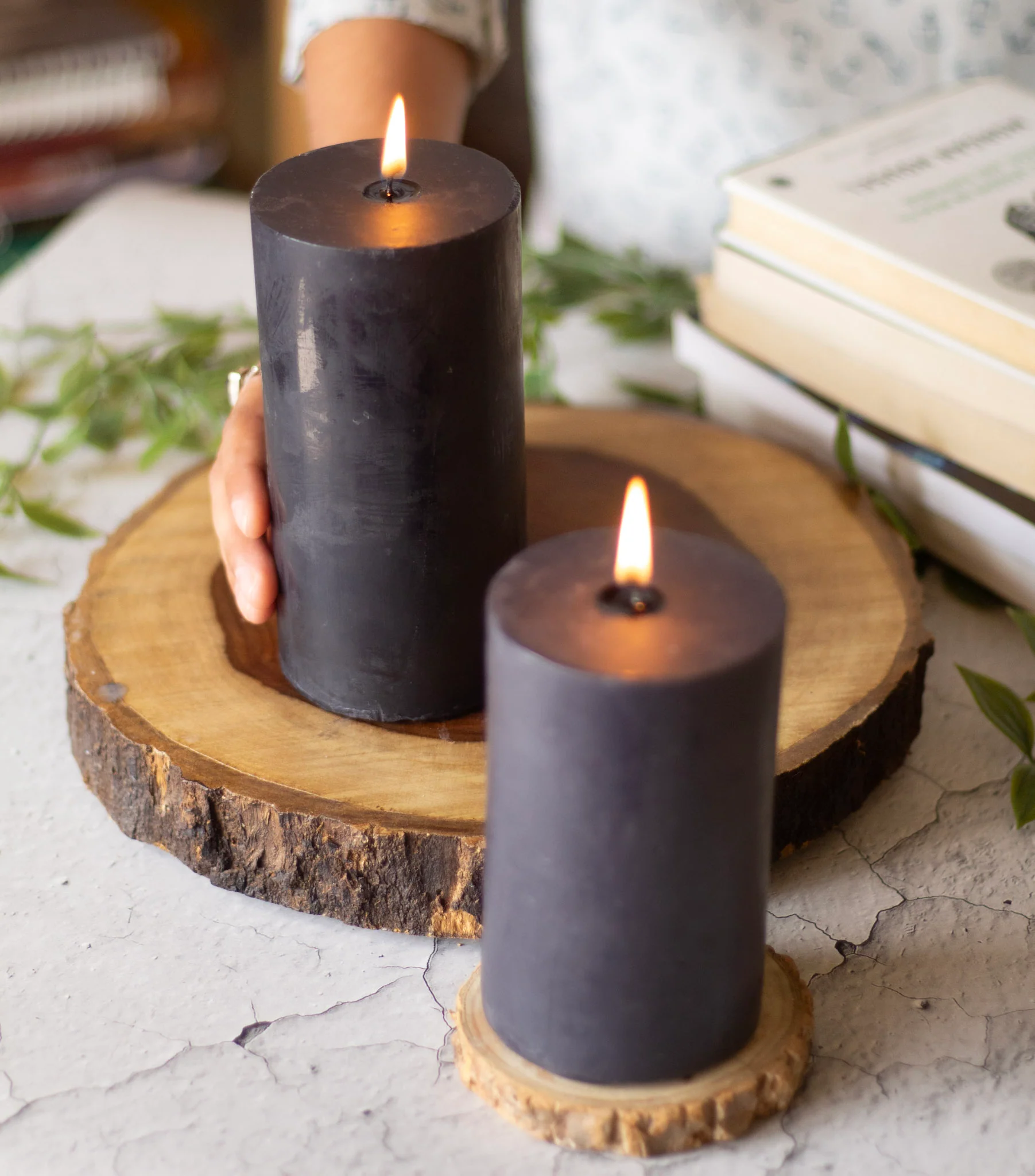 Black Pillar Unscented Soy Candle - Image 3