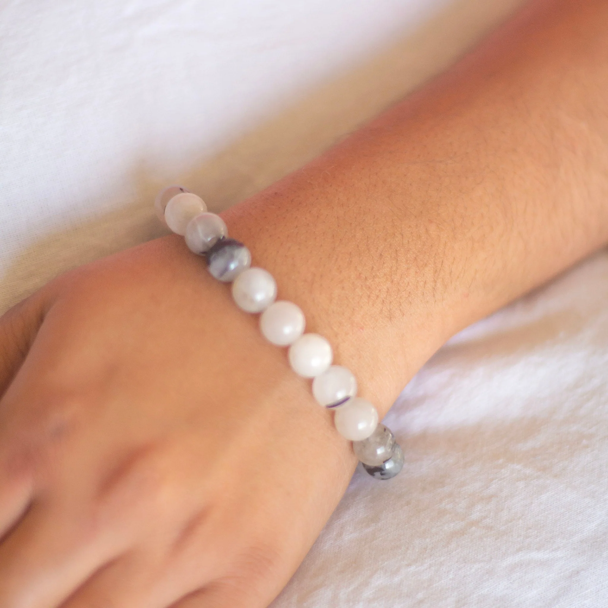 Black Rutile Bead Bracelet - 8mm - Image 2