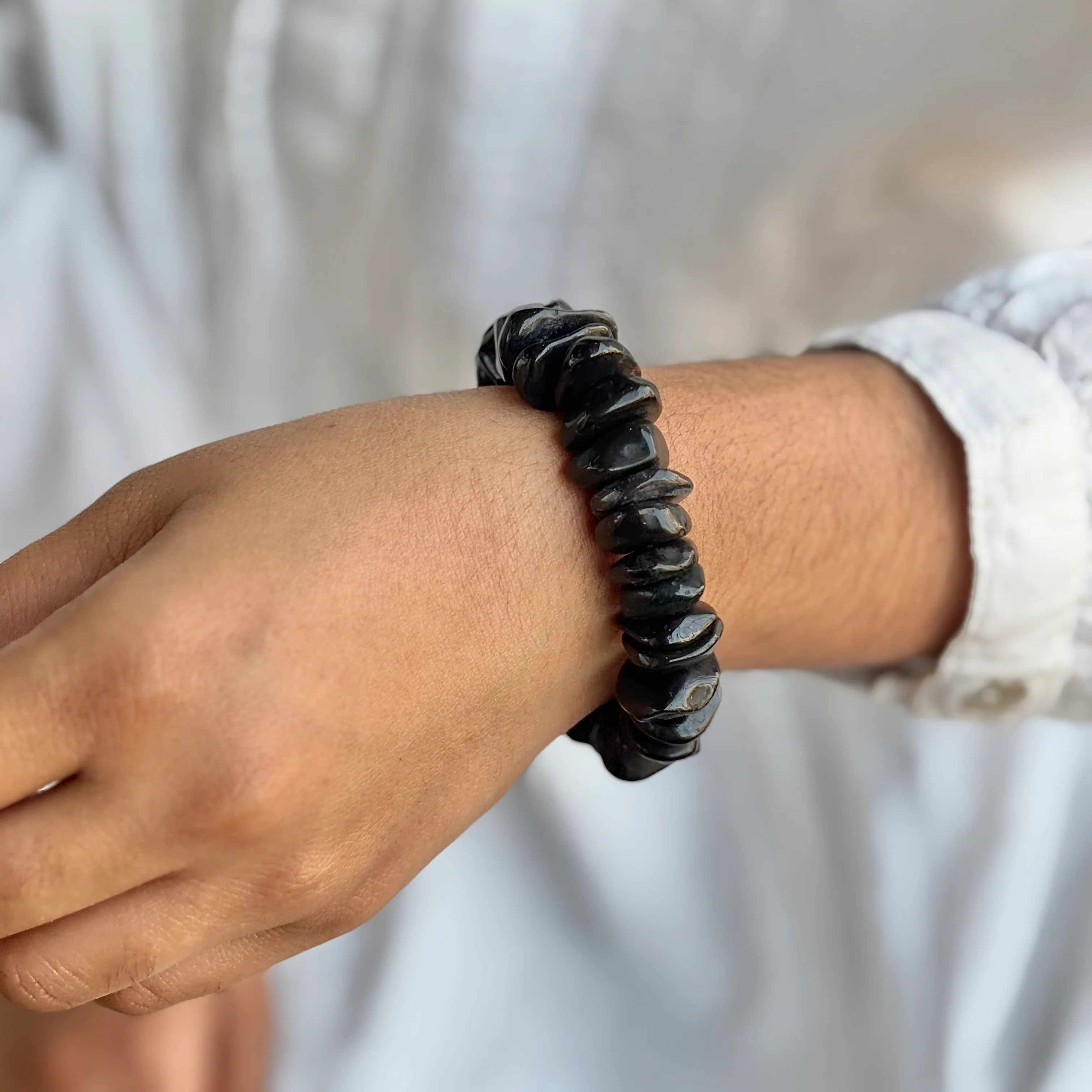 Black Tourmaline Chips Bracelet | Stone of Protection - Image 3