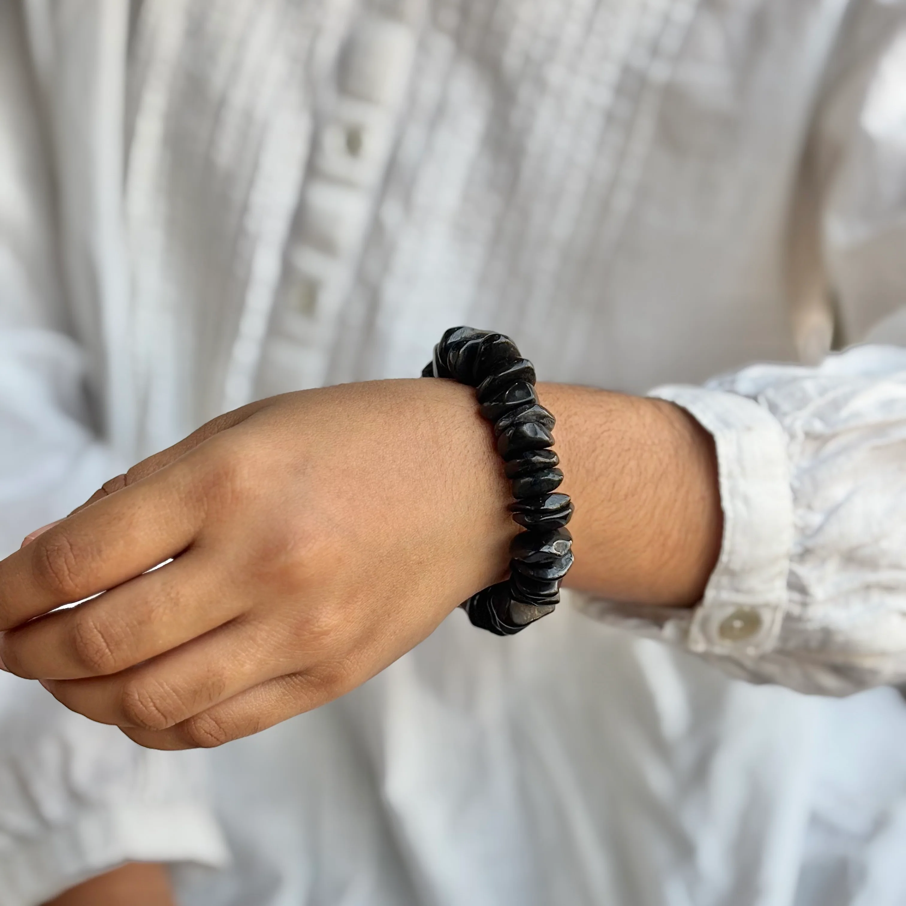Black Tourmaline Chips Bracelet | Stone of Protection - Image 4