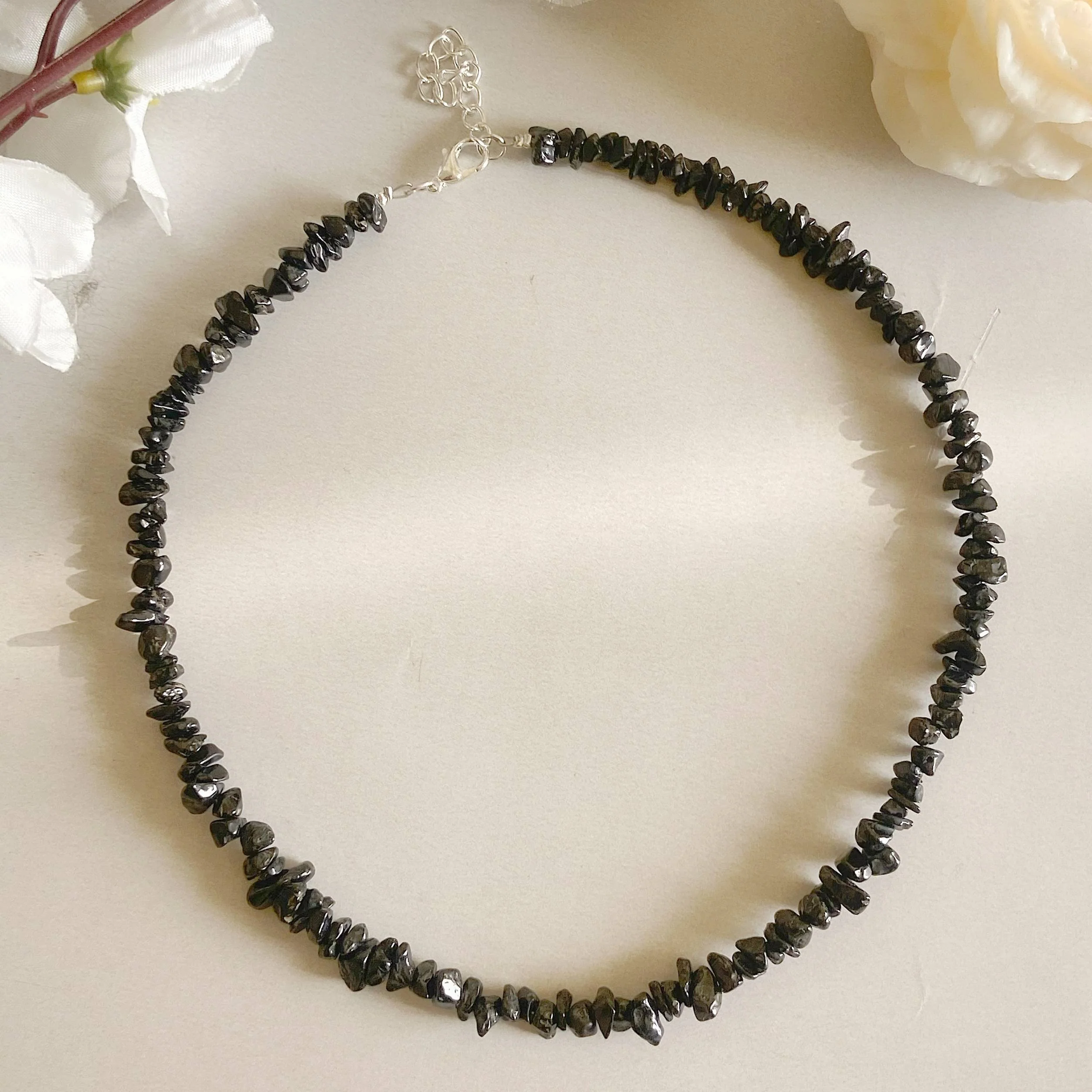 Black Tourmaline Chips Necklace | Stone of Protection