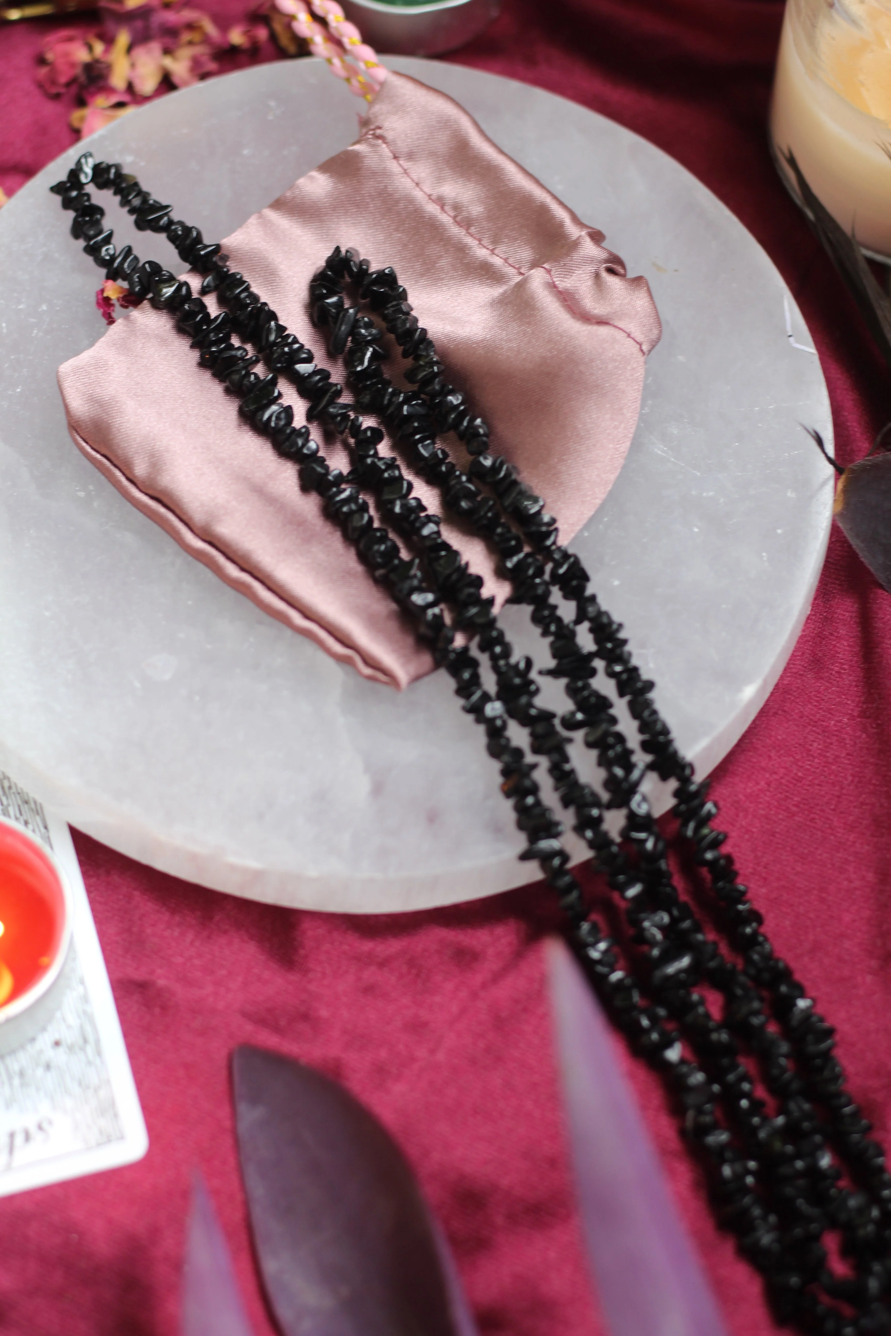 Black Tourmaline Chips String (Mala) | Grounding & Protection - Image 3