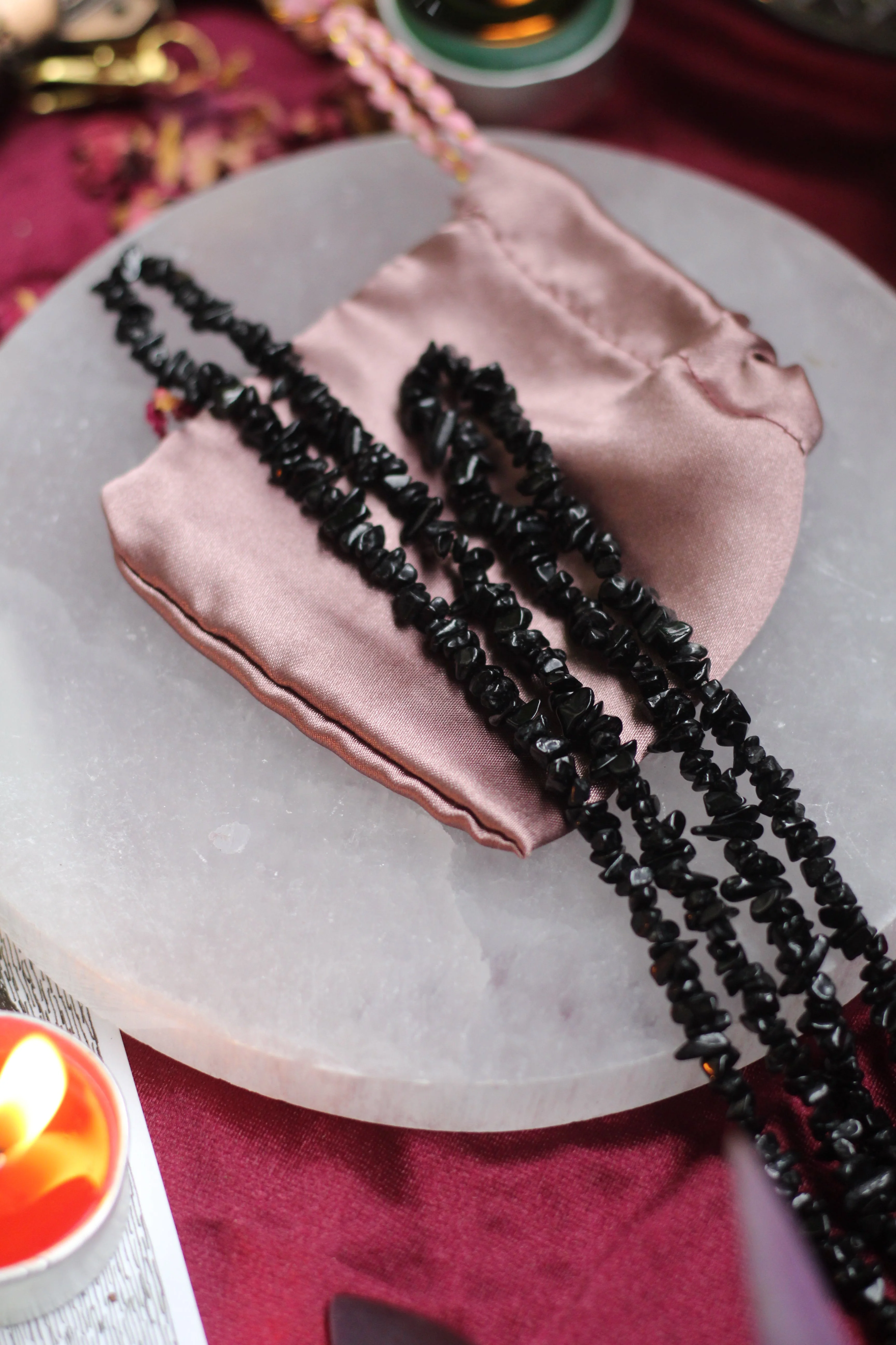 Black Tourmaline Chips String (Mala) | Grounding & Protection - Image 4