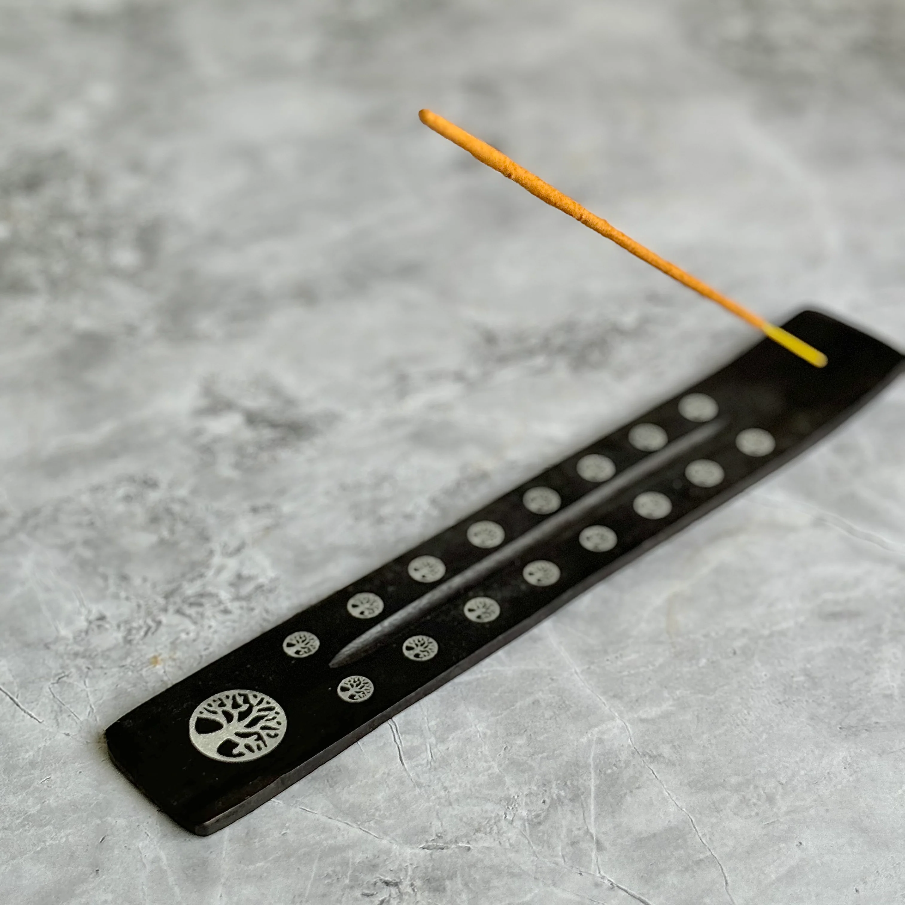 Black wooden Incense Stick Holder with the print of Tree of Life - Image 2