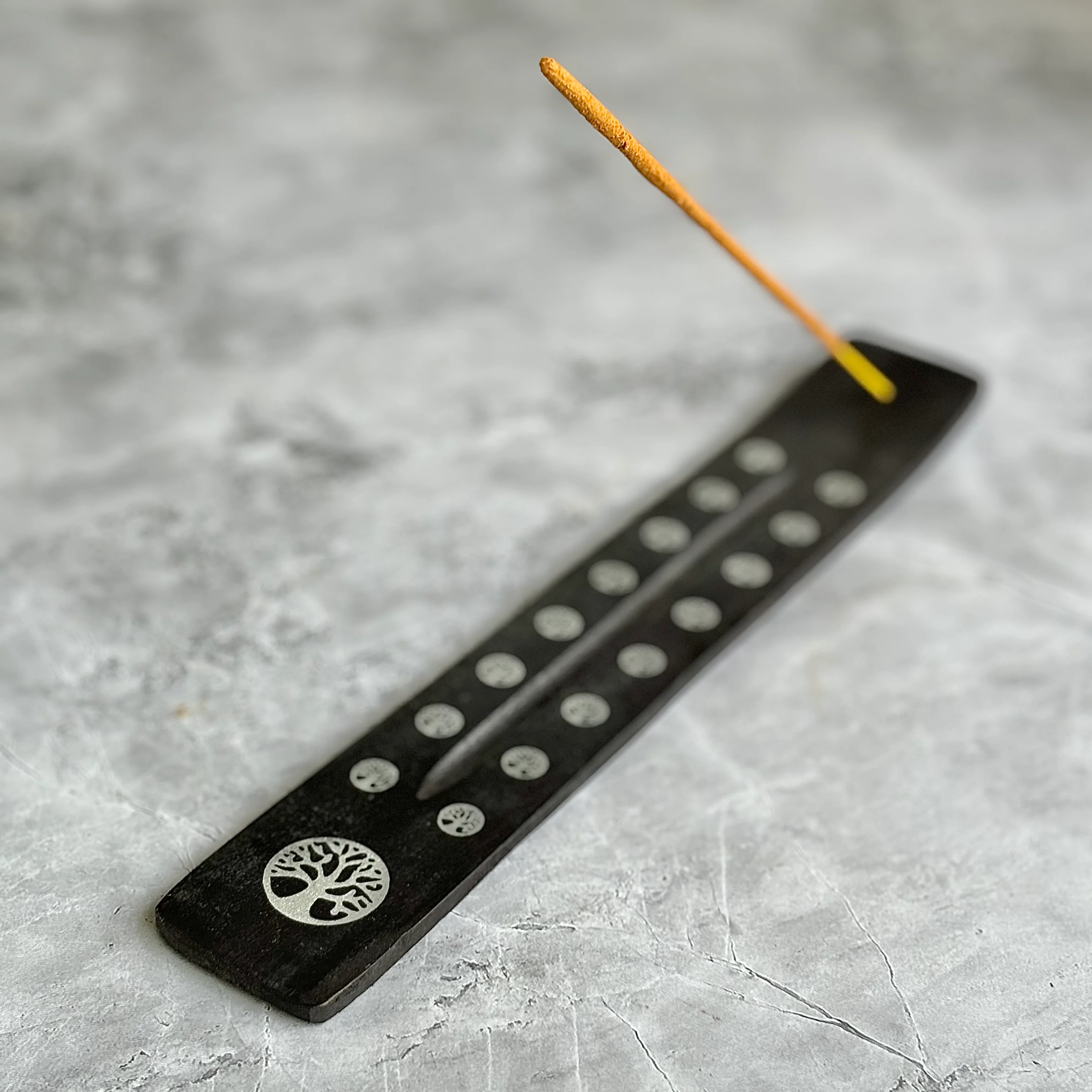 Black wooden Incense Stick Holder with the print of Tree of Life - Image 3