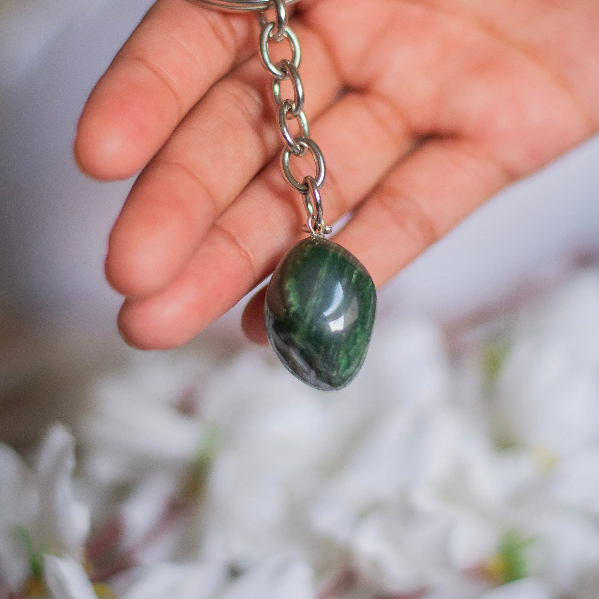 Bloodstone Tumbled Keychain | Grounding & Protection