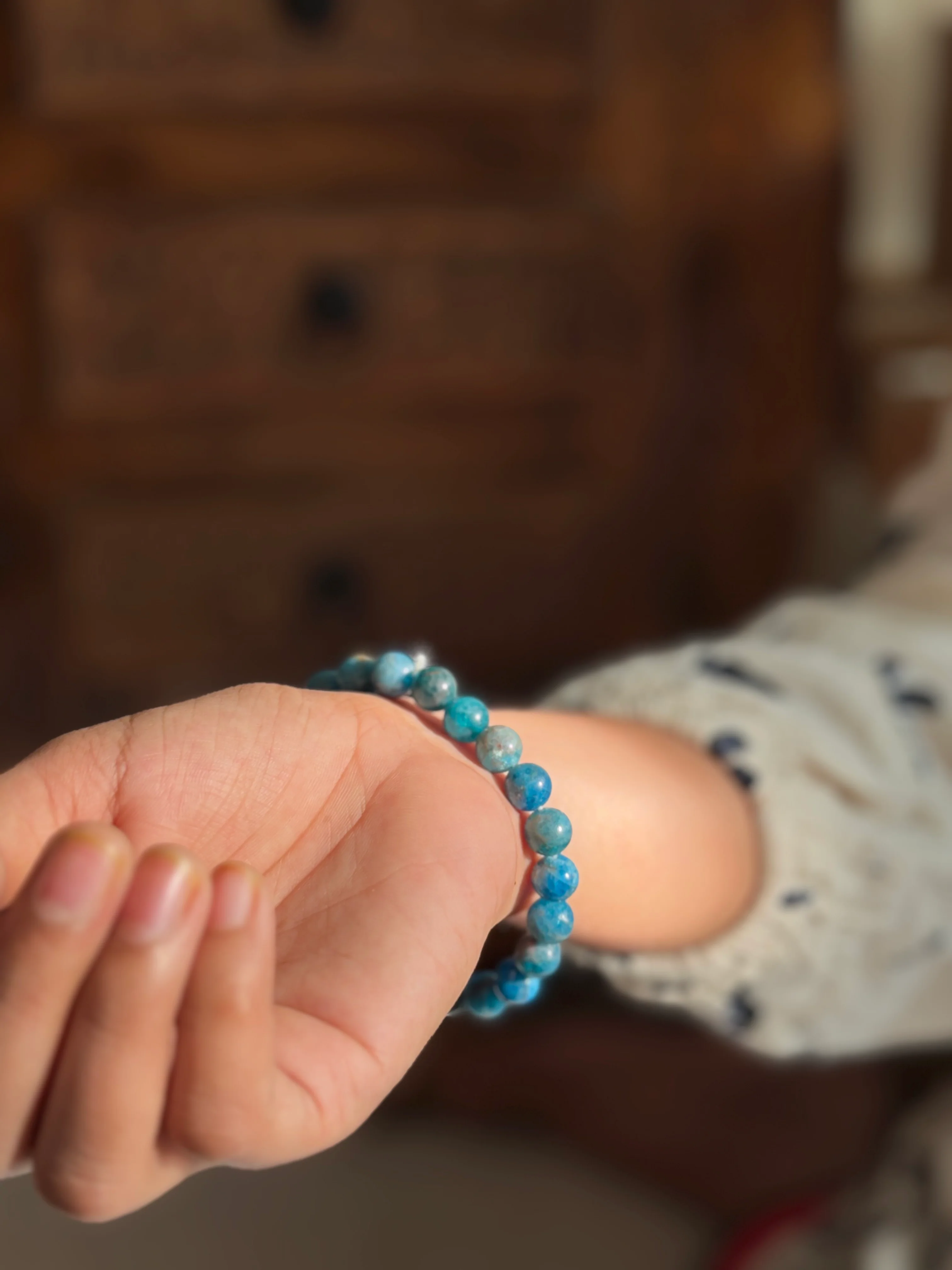 Blue Apatite Bracelet - 8mm | Stone of Motivation - Image 2