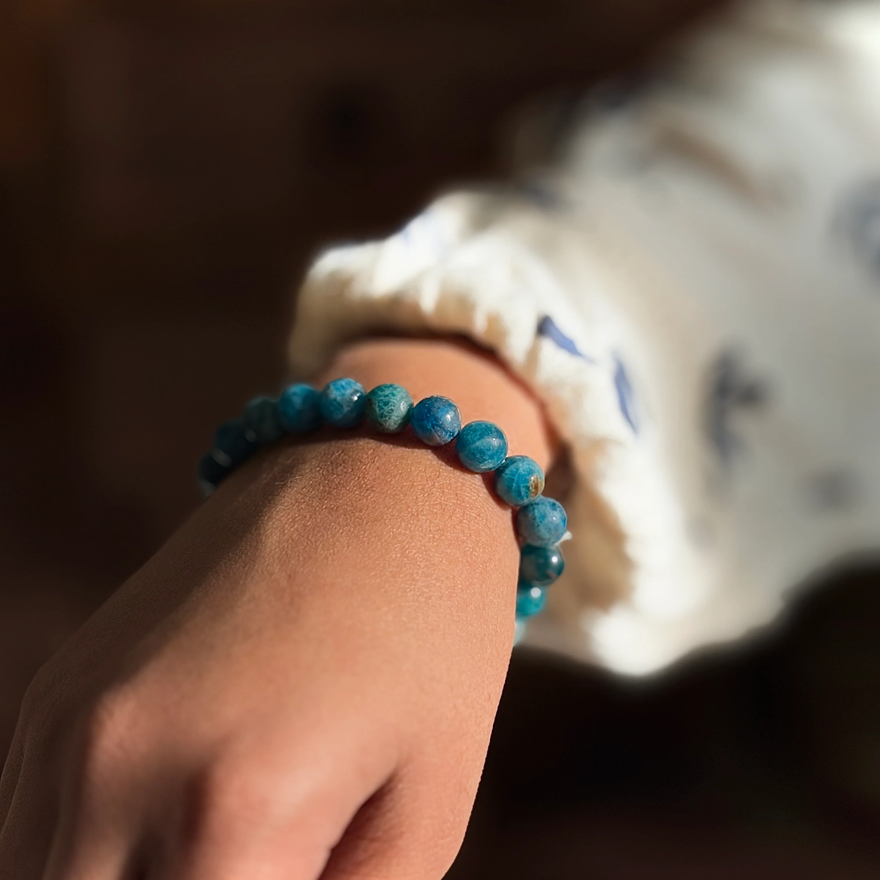Blue Apatite Bracelet - 8mm | Stone of Motivation - Image 3