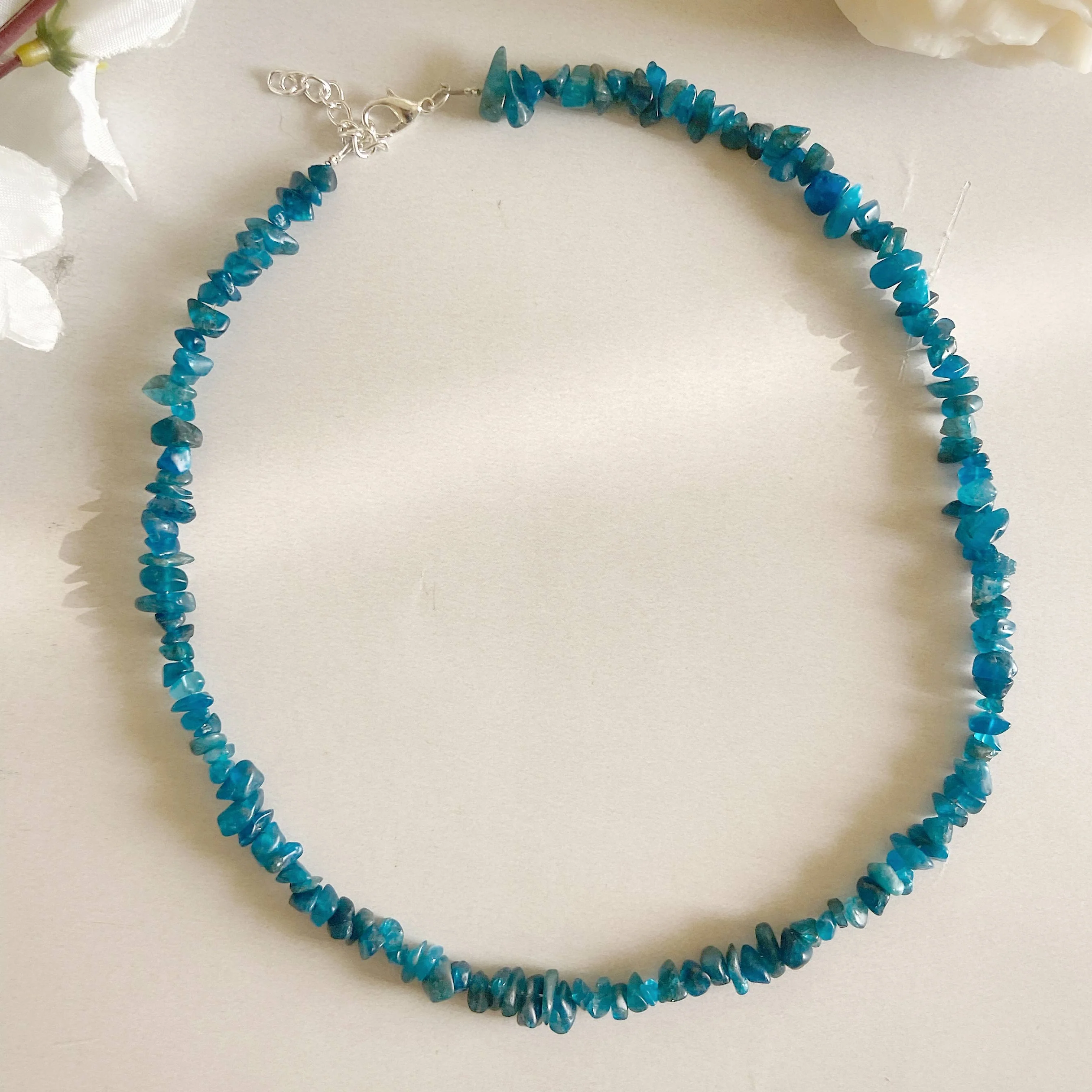 Blue apatite chips Necklace | Stone for Motivation & Independence - Image 2