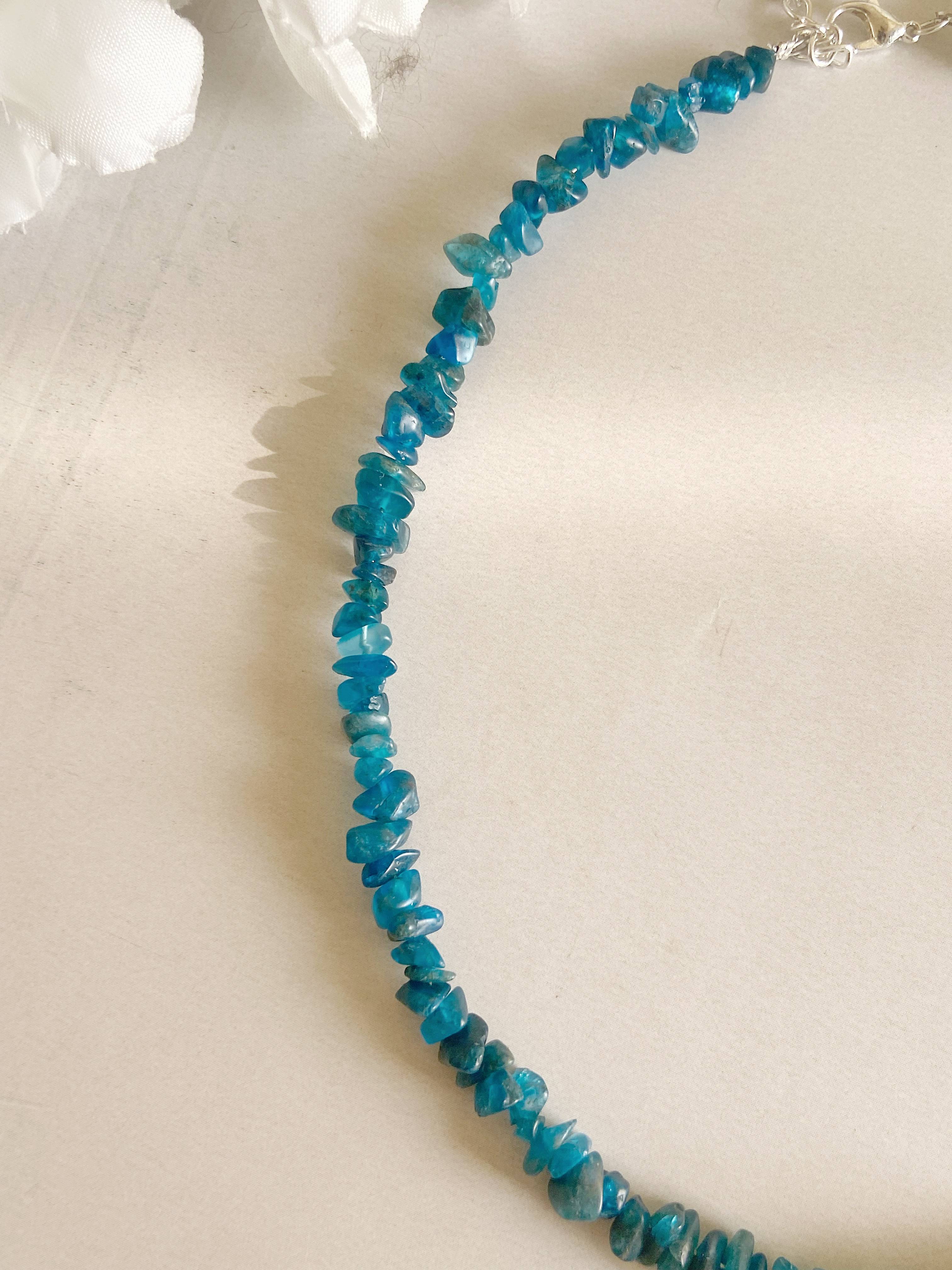 Blue apatite chips Necklace | Stone for Motivation & Independence - Image 3
