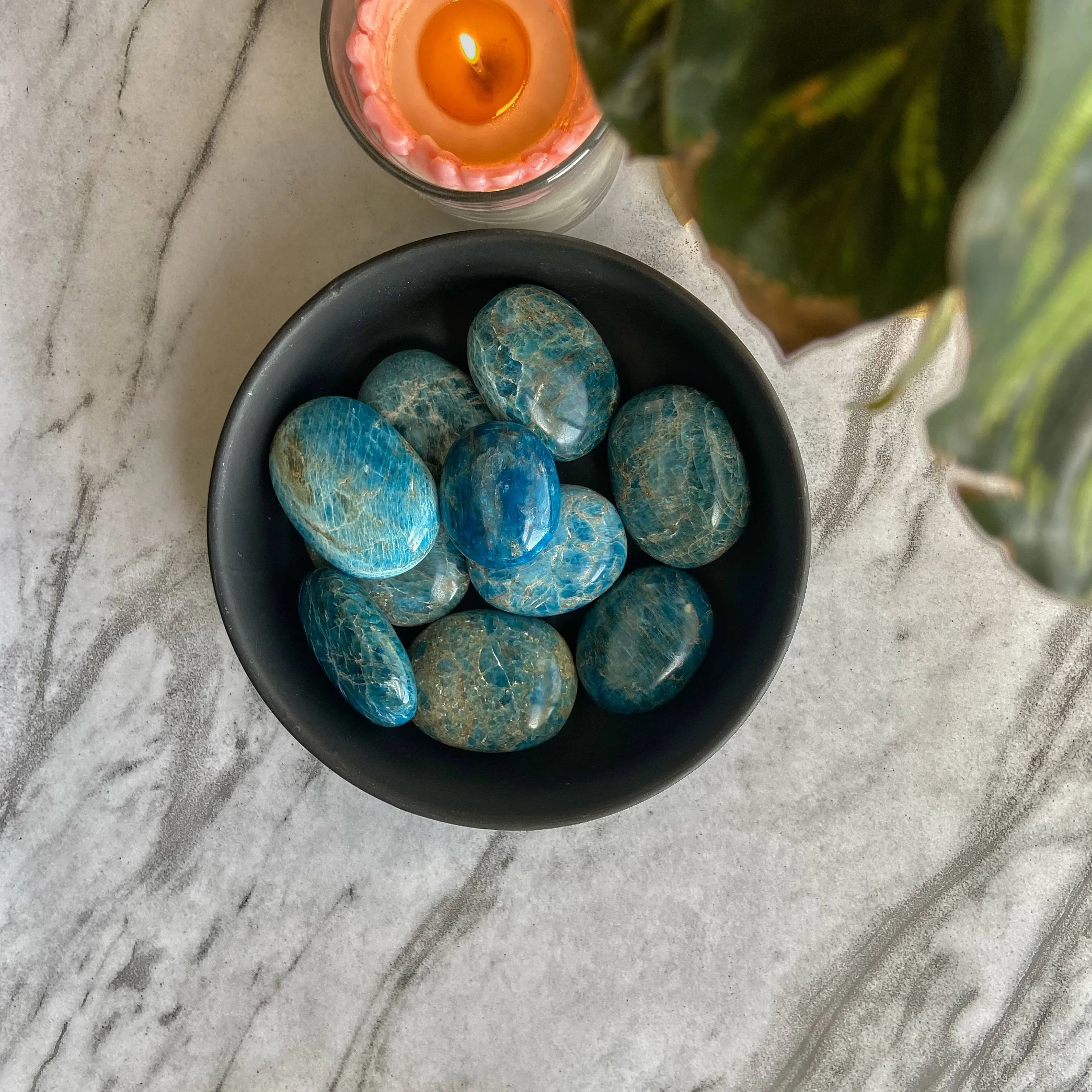 Blue Apatite Palm Stone | Motivational, Promotes focus & Ambitiousness