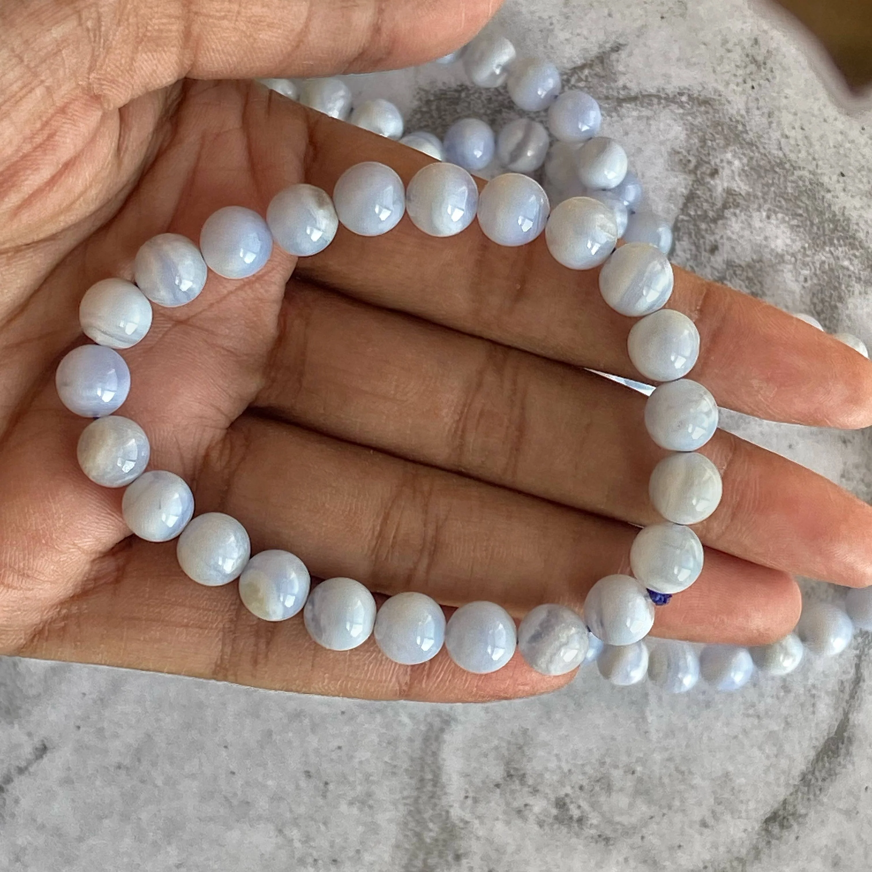 Blue Lace Agate Bead Bracelet - A Grade | Neutralise Anger - Image 3