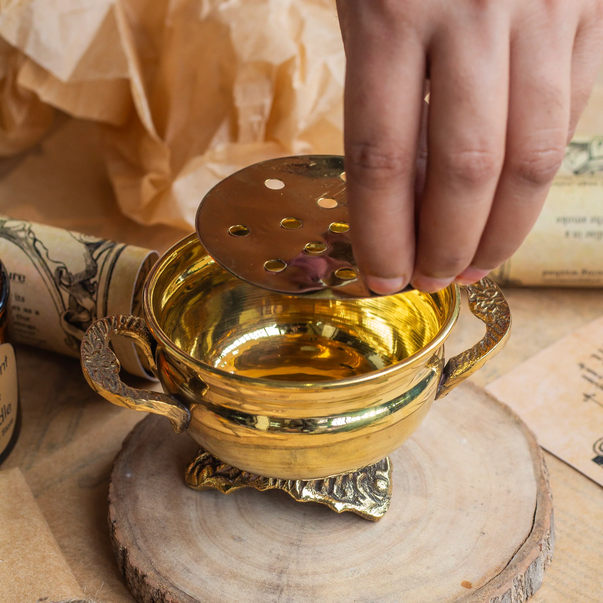 Cauldron Shape Brass Incense Burner | Holder - Image 3