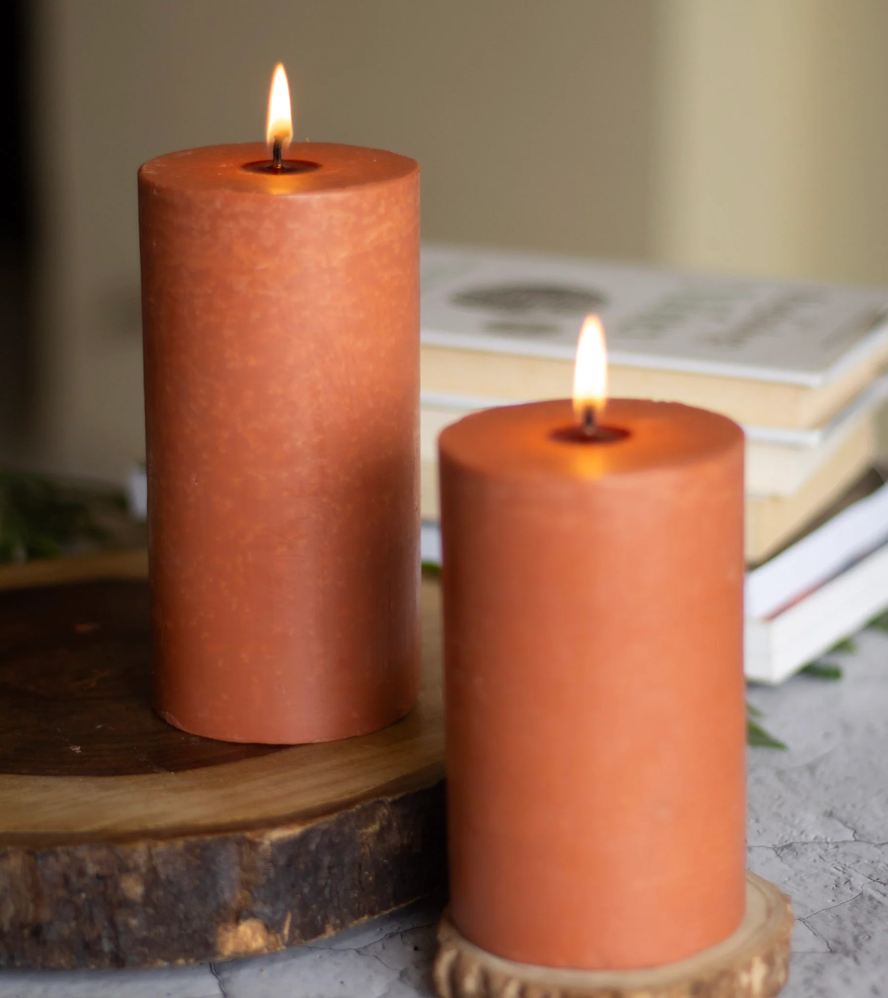 Brown Pillar Unscented Soy Candle - Image 3