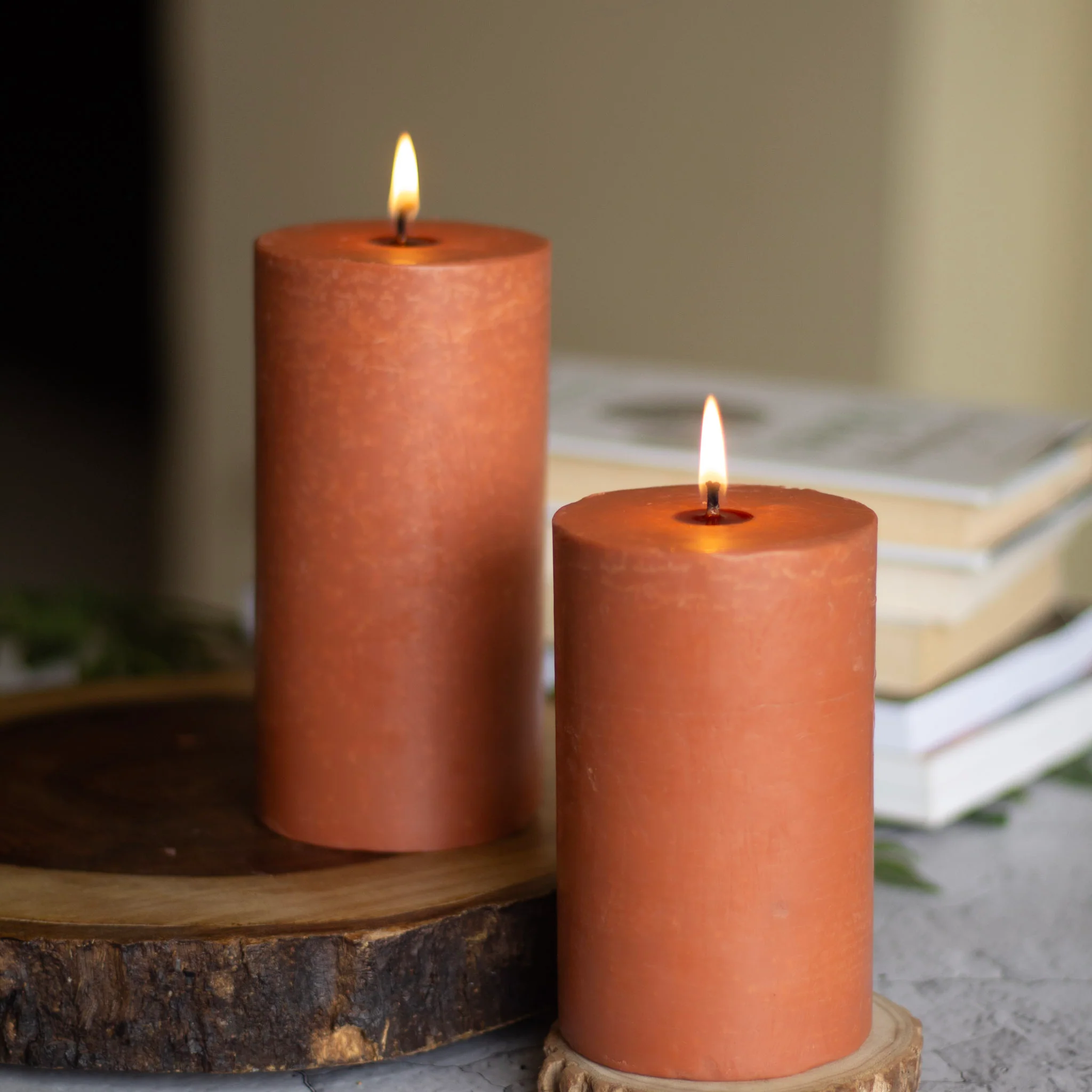 Brown Pillar Unscented Soy Candle - Image 6