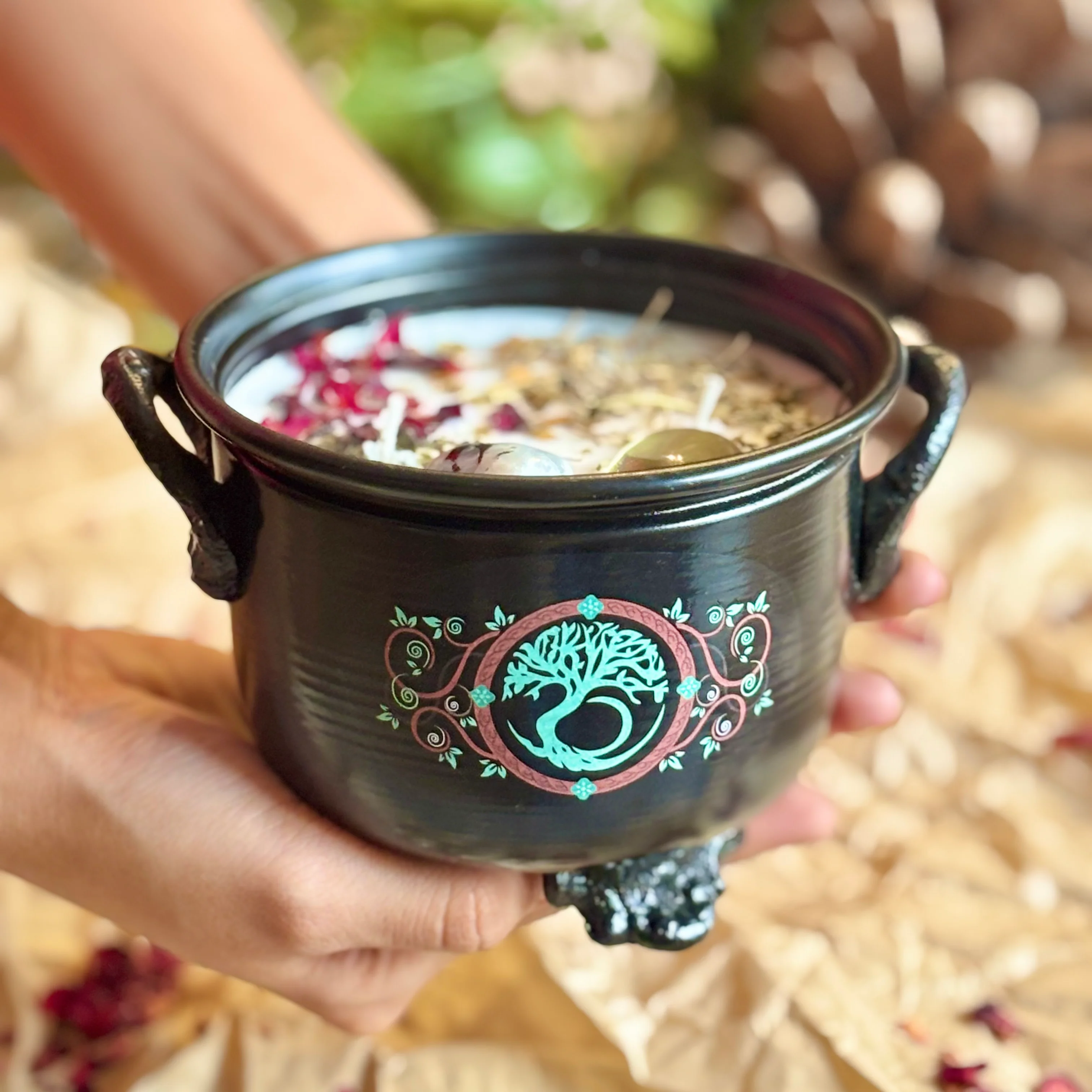 Cauldron Candle | New Beginning , Growth & Stability | Tree of Life Print - Image 4