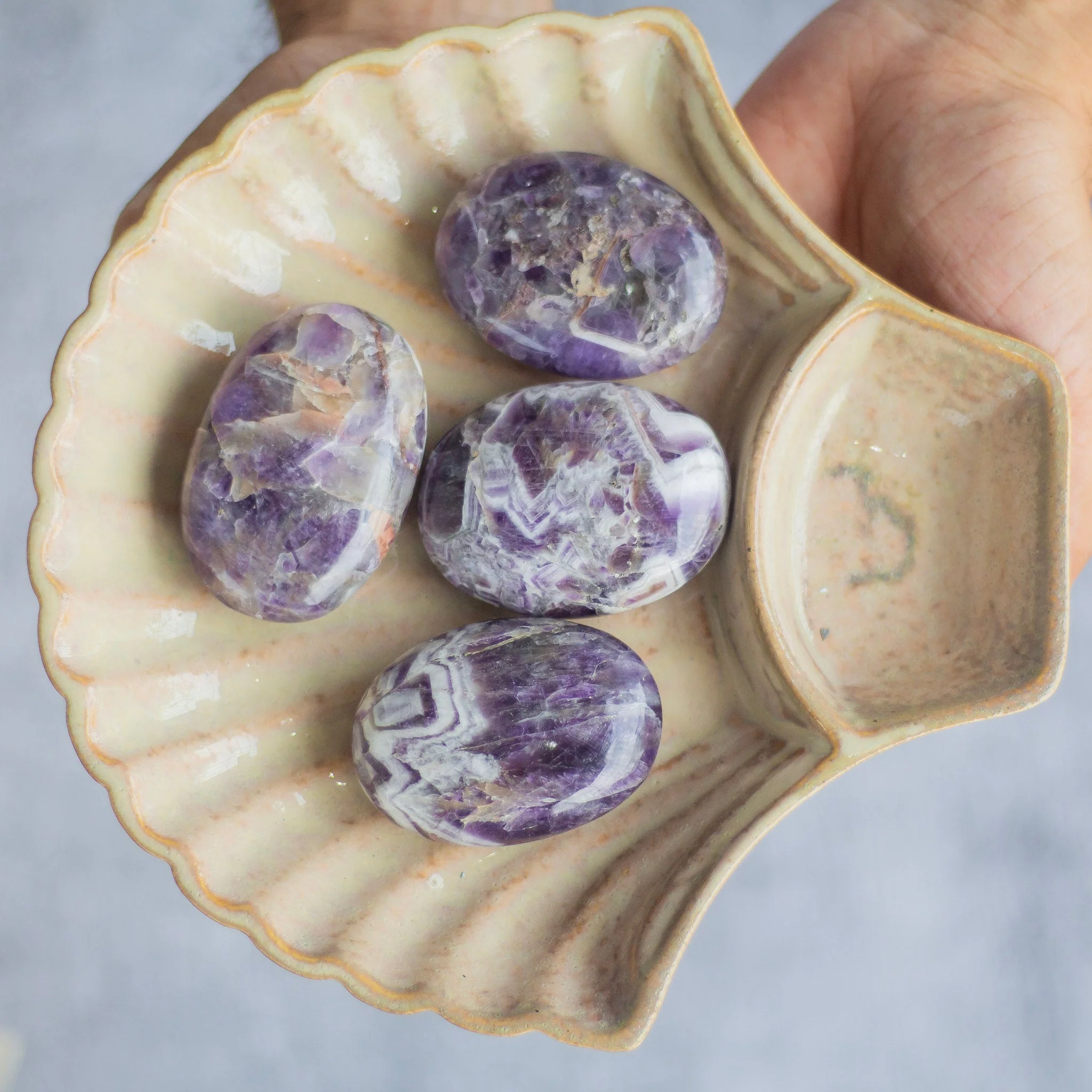 Chevron Amethyst Palm Stone | Calm, Clarity & Balance - Image 3