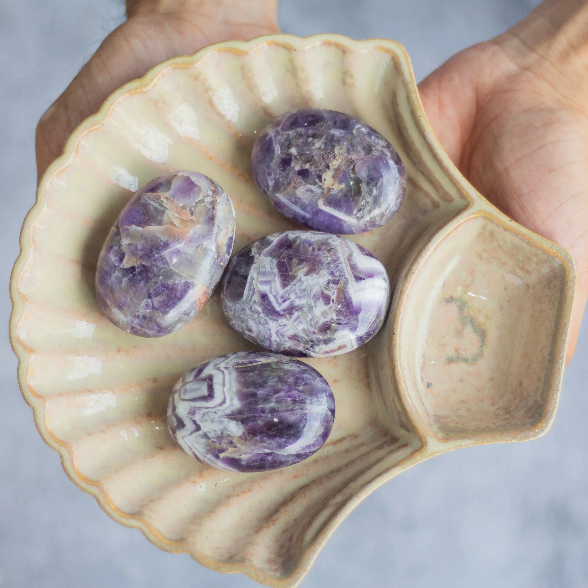 Chevron Amethyst Palm Stone | Calm, Clarity & Balance - Image 4