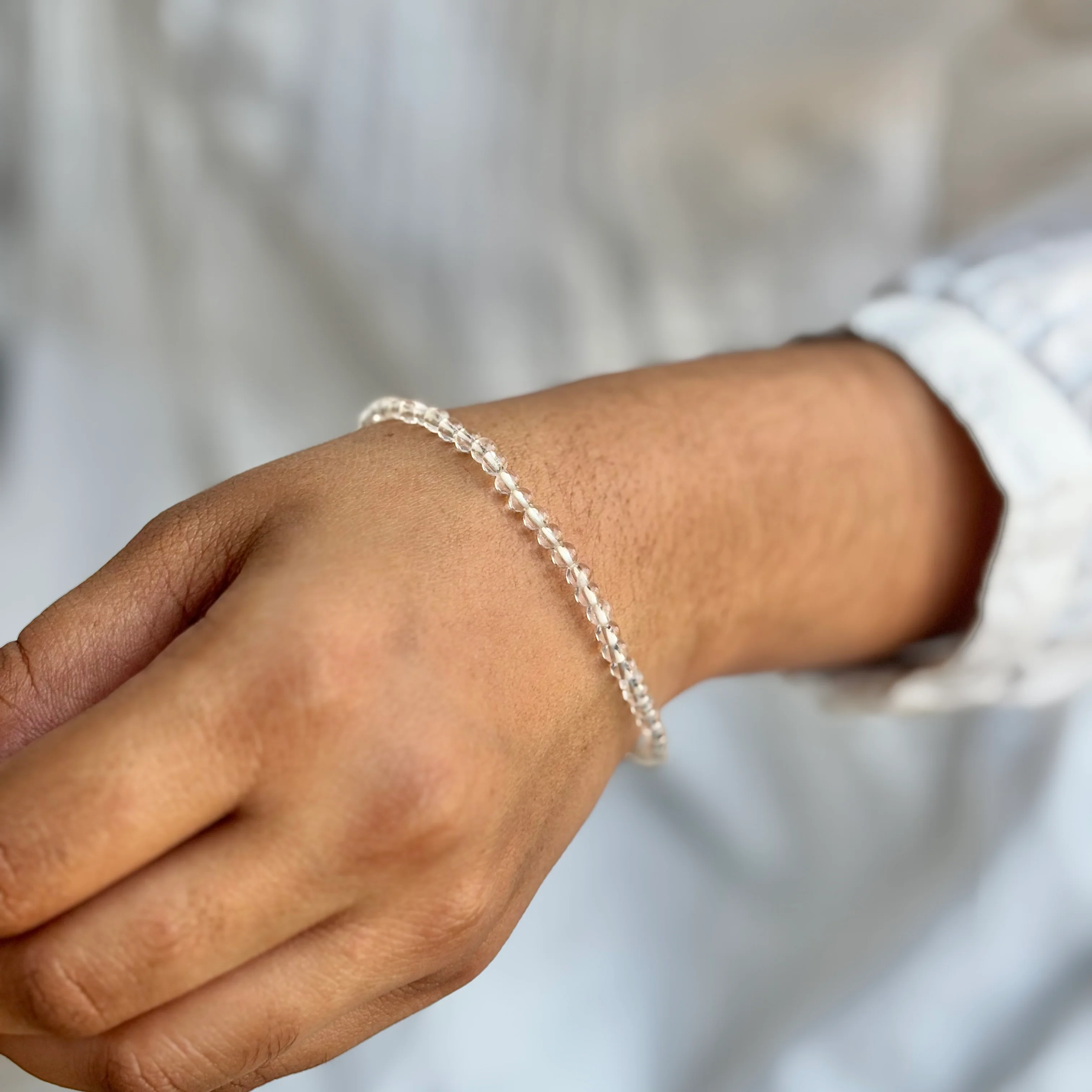 Clear Quartz Bead Bracelet - 4 mm | Amplify the Energies - Image 2