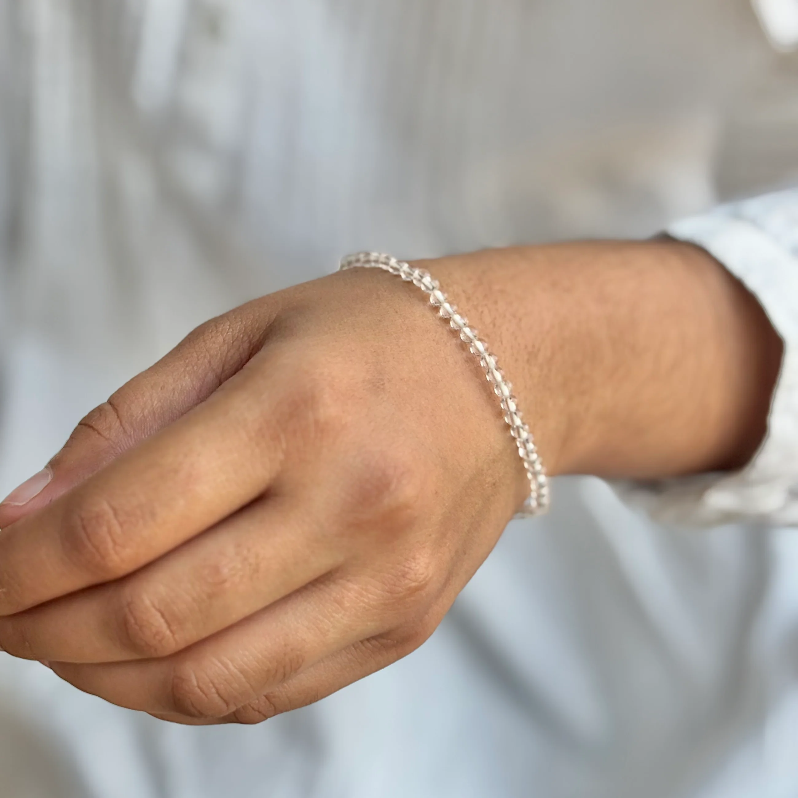 Clear Quartz Bead Bracelet - 4 mm | Amplify the Energies - Image 3