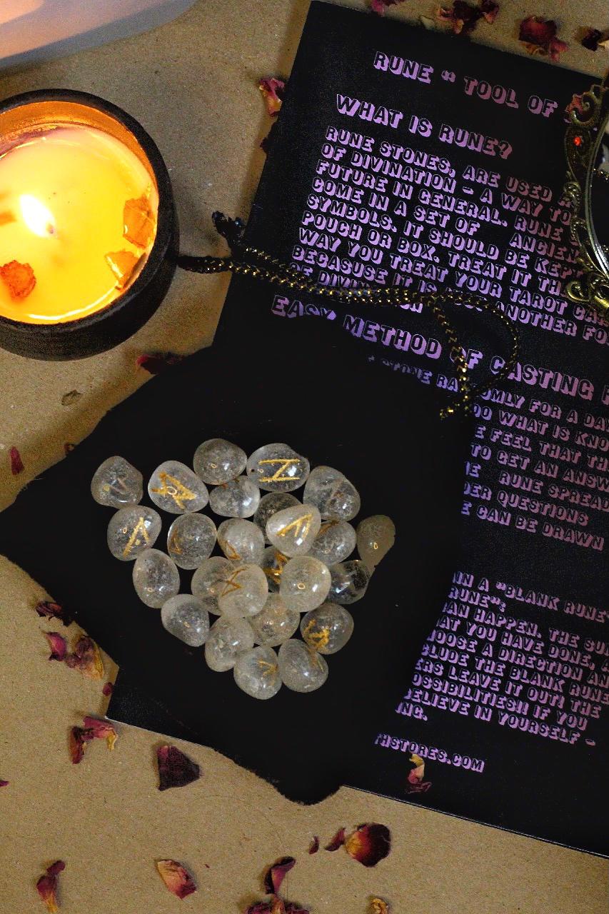 Clear quartz Runes Set with Instruction | Amplify the Energies