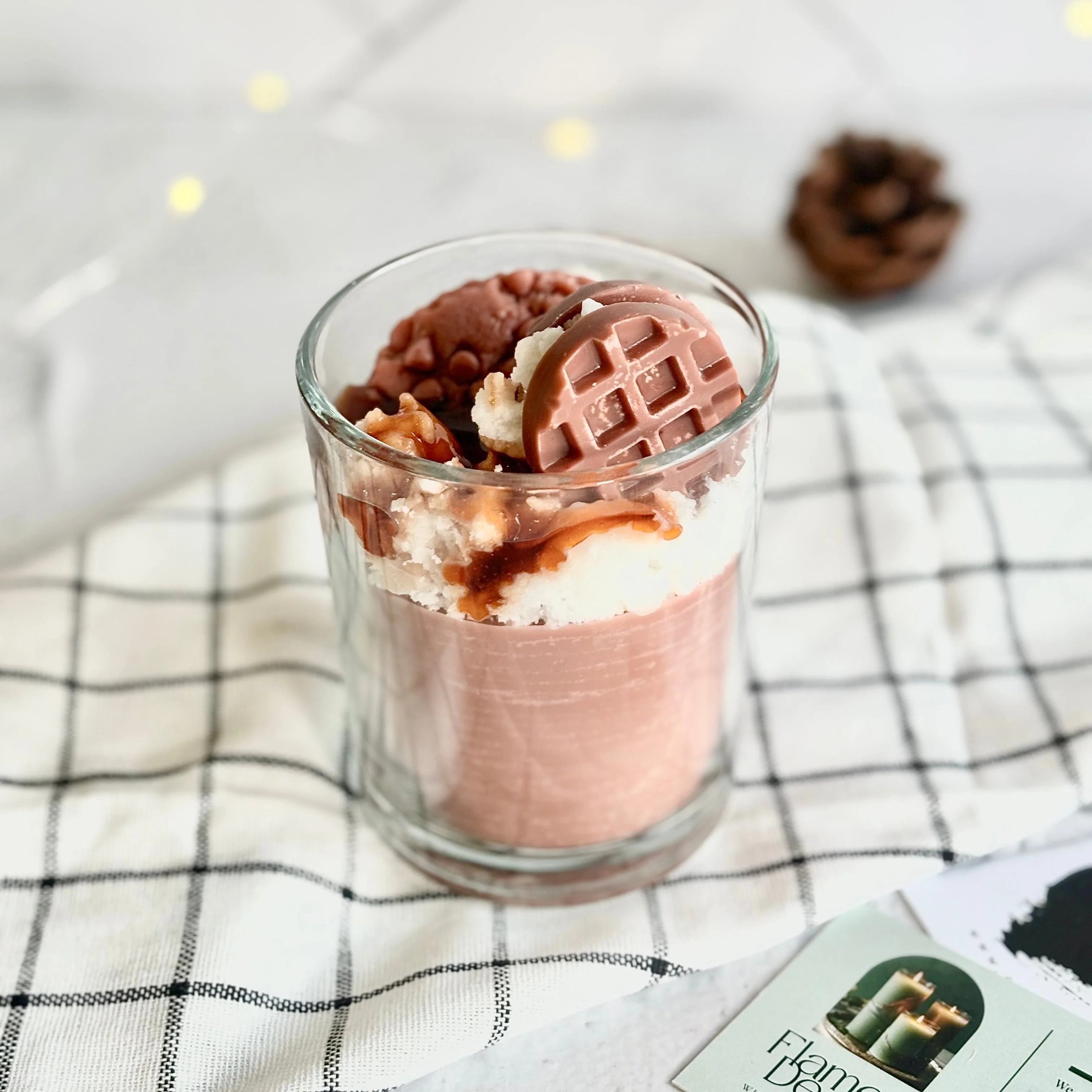 Coffee & Vanilla Topped with Cookie and waffle Dessert Decorative soy scented Candle - Image 3