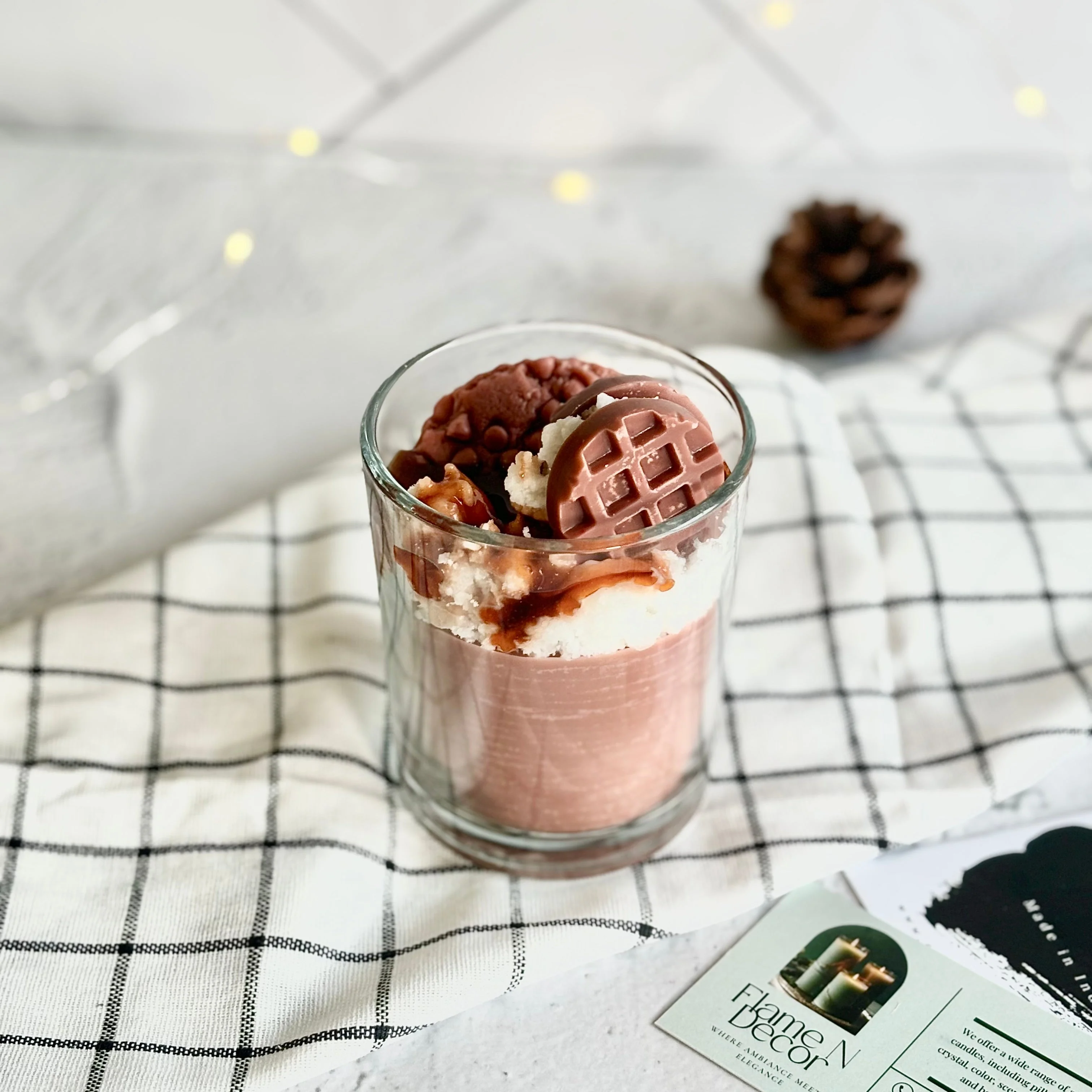 Coffee & Vanilla Topped with Cookie and waffle Dessert Decorative soy scented Candle - Image 4