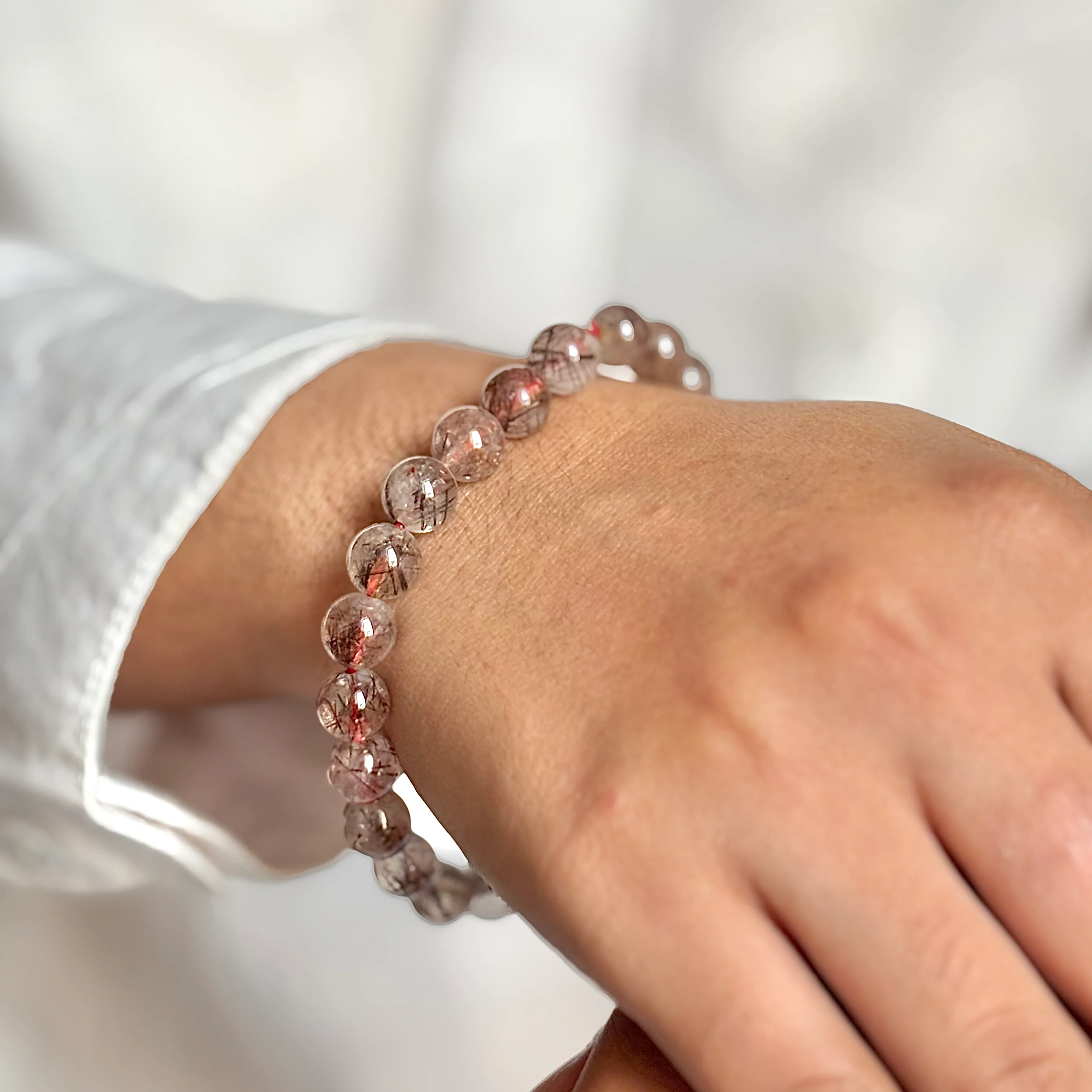 Copper Rutile Bead Bracelet - 8mm | Emotional Balance & Helps in releasing Negativity - Image 2