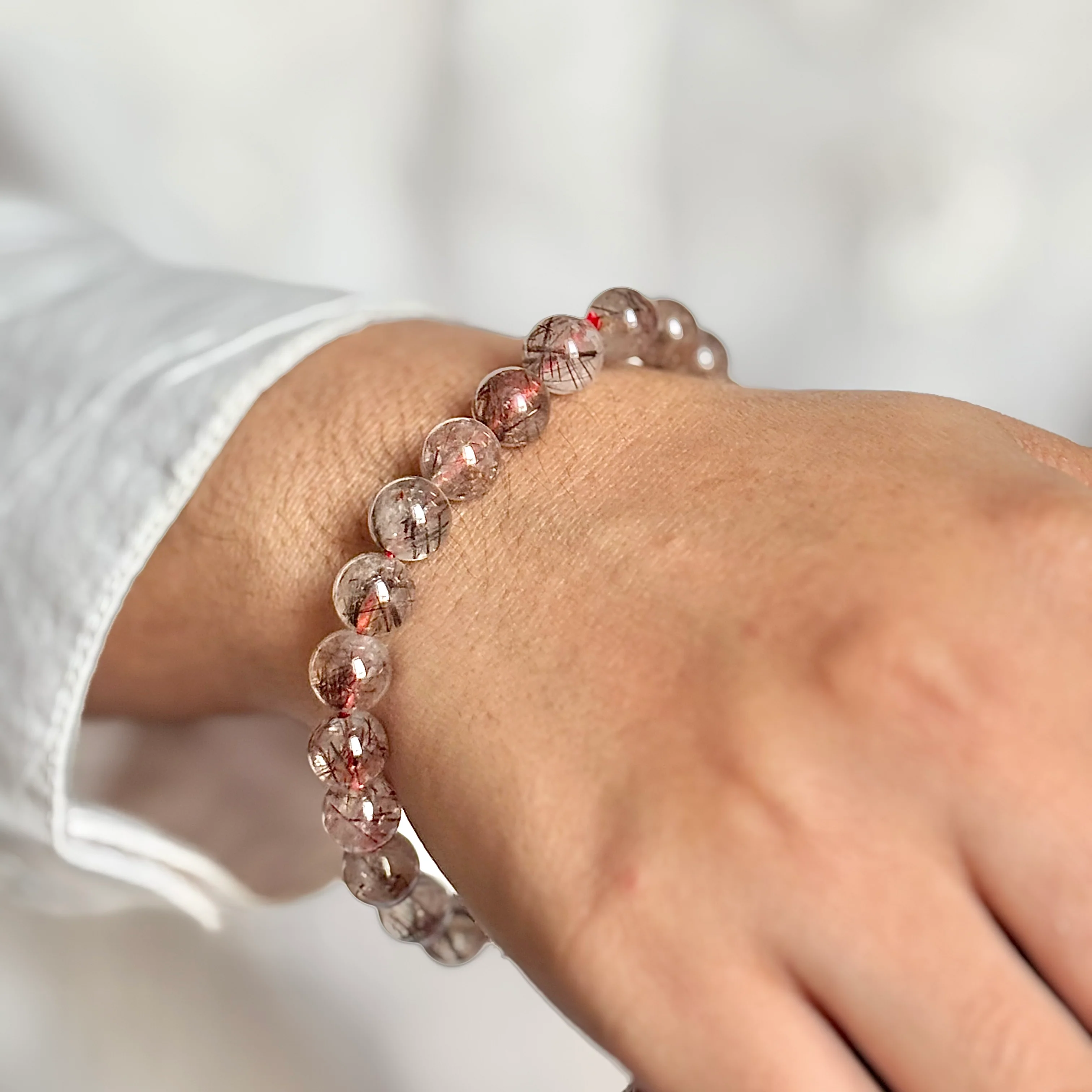 Copper Rutile Bead Bracelet - 8mm | Emotional Balance & Helps in releasing Negativity - Image 3