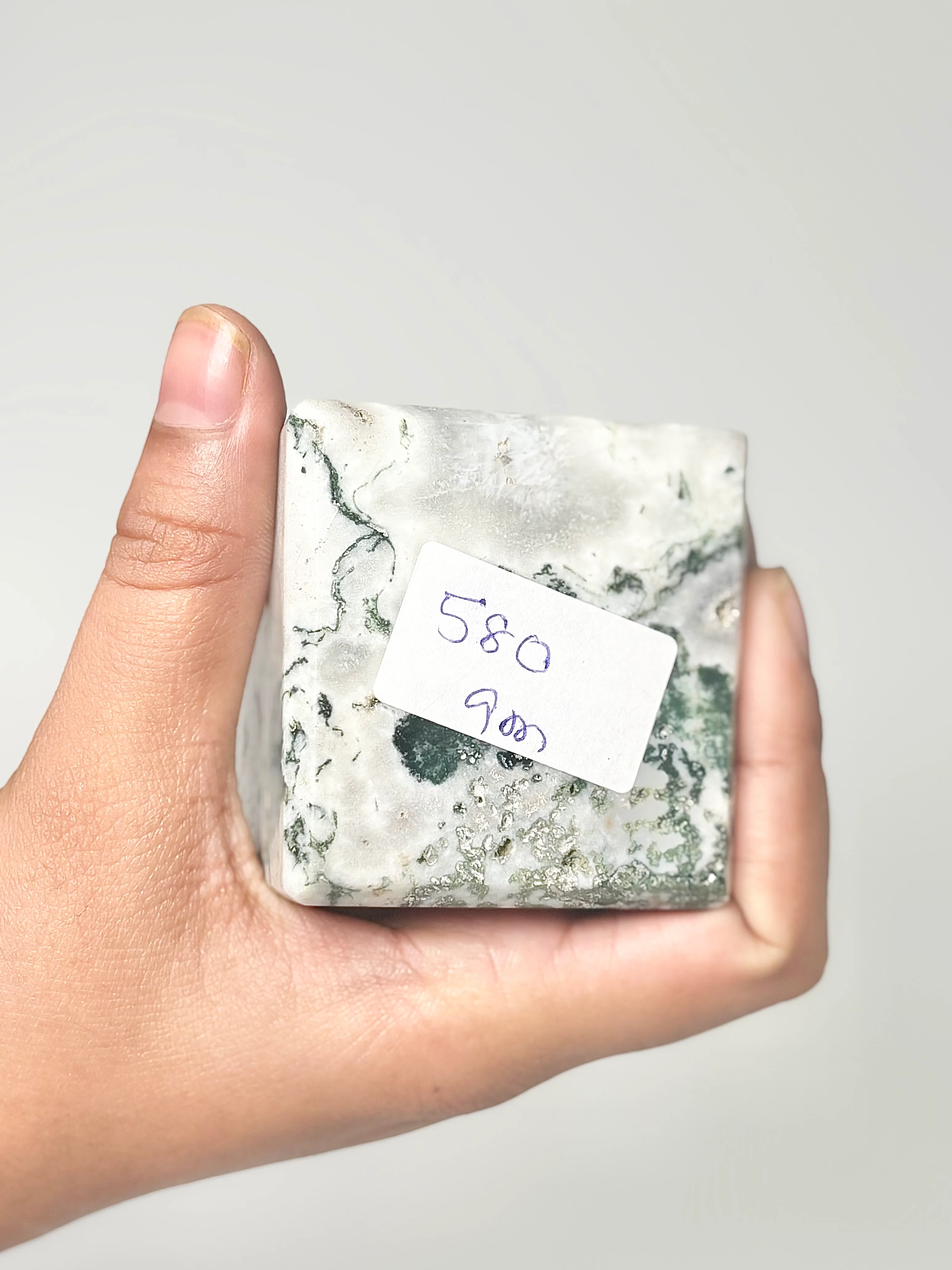 Four Facet Moss Agate Tower – 580g - Nature-Inspired Calm & Grounded Beauty - Image 3