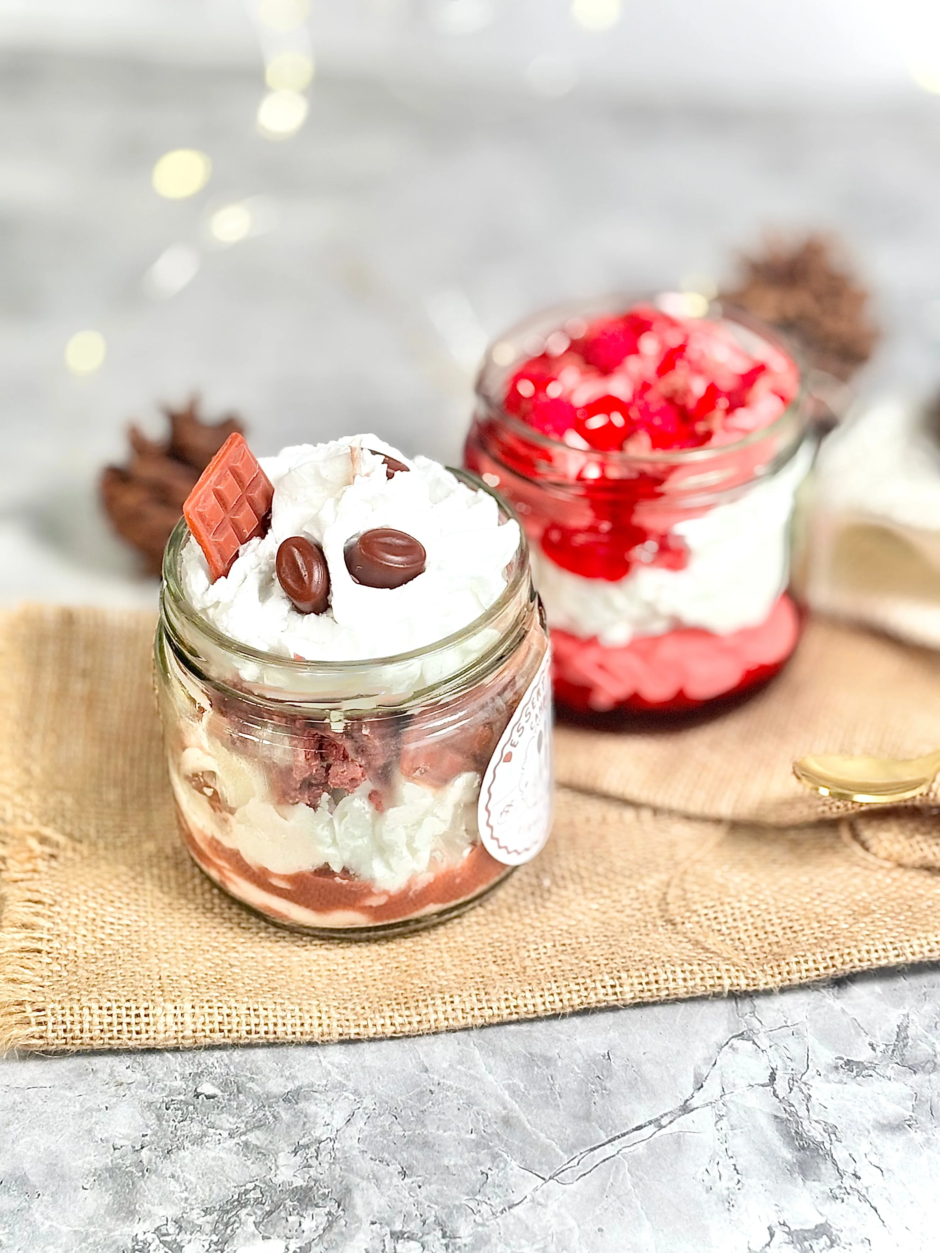 Set of 2 Dessert Candles – Strawberry Cheesecake & Choco Coffee Cheesecake - Image 3