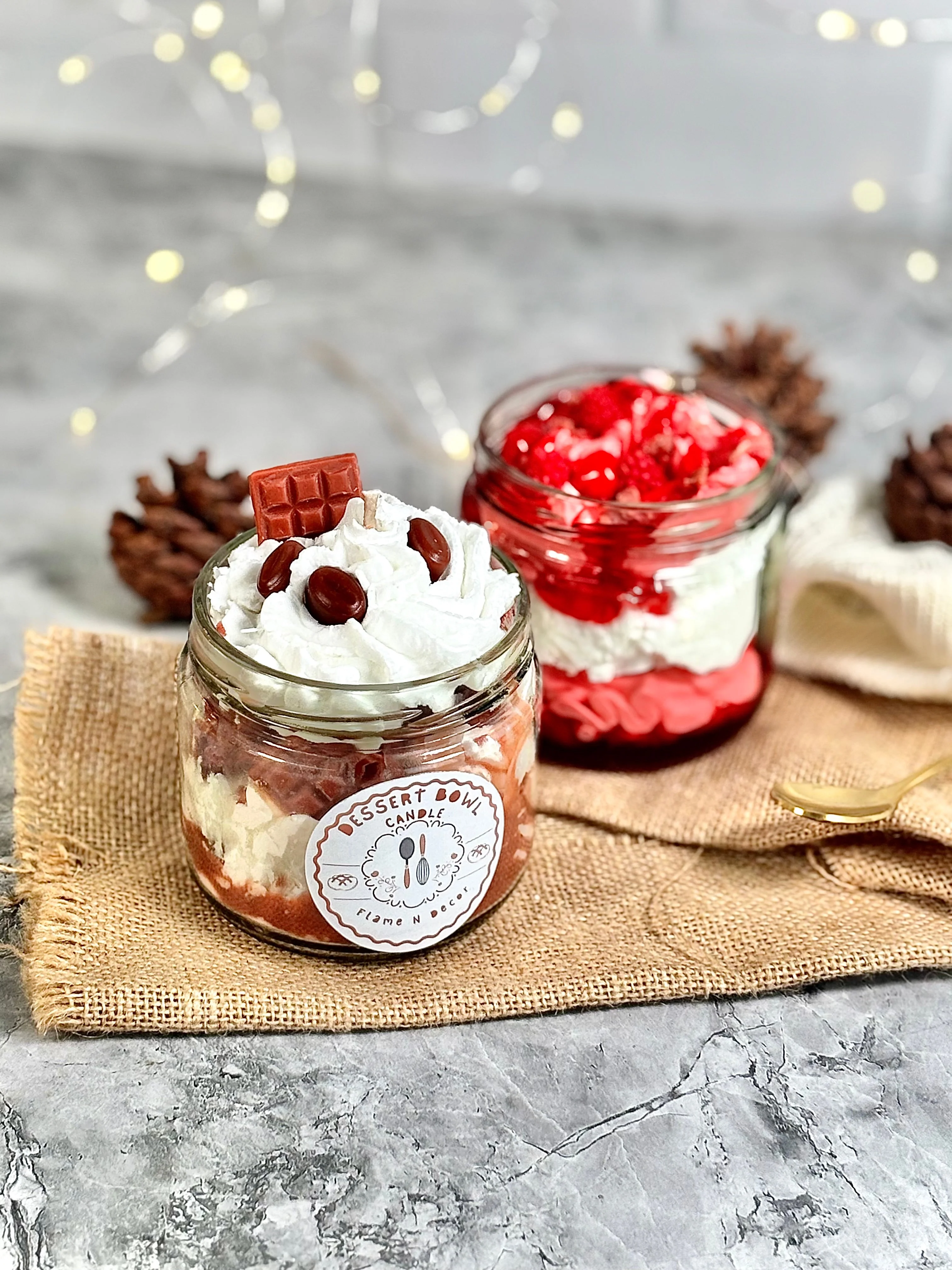Set of 2 Dessert Candles – Strawberry Cheesecake & Choco Coffee Cheesecake - Image 4